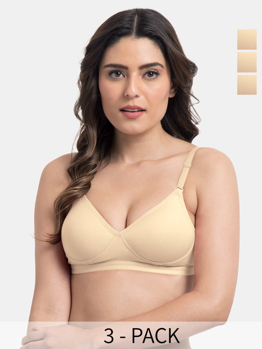 

Tweens Pack Of 3 Full Coverage Lightly Padded Cotton Bra All Day Comfort, Beige