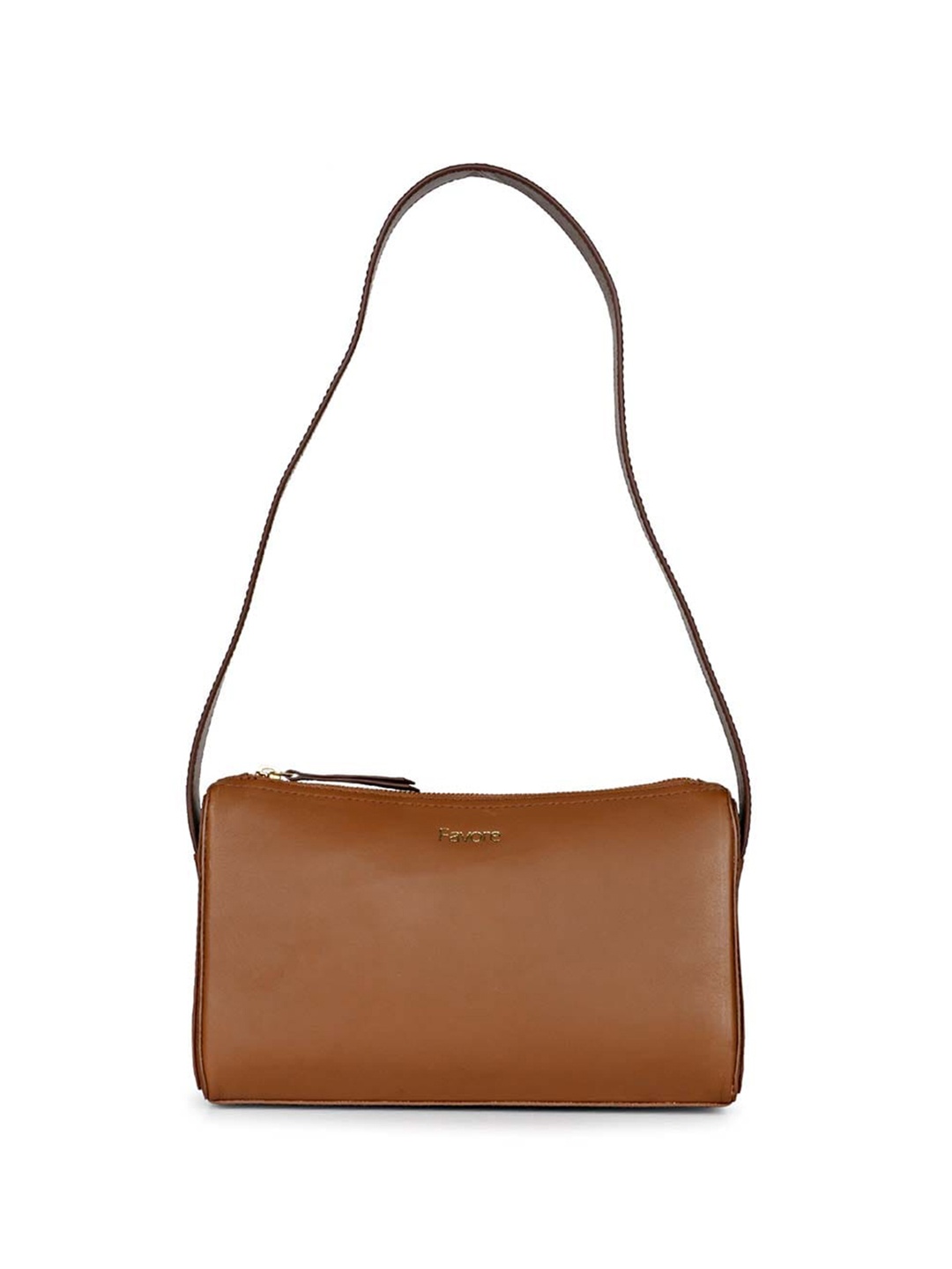Favore Leather Structured Shoulder Bag, Brown