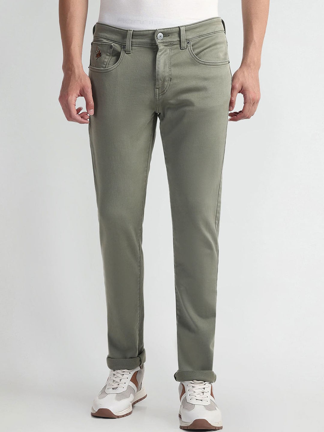 

U.S. Polo Assn. Denim Co. Men Regallo Skinny Fit Mid-Rise Clean Look Stretchable Jeans, Green