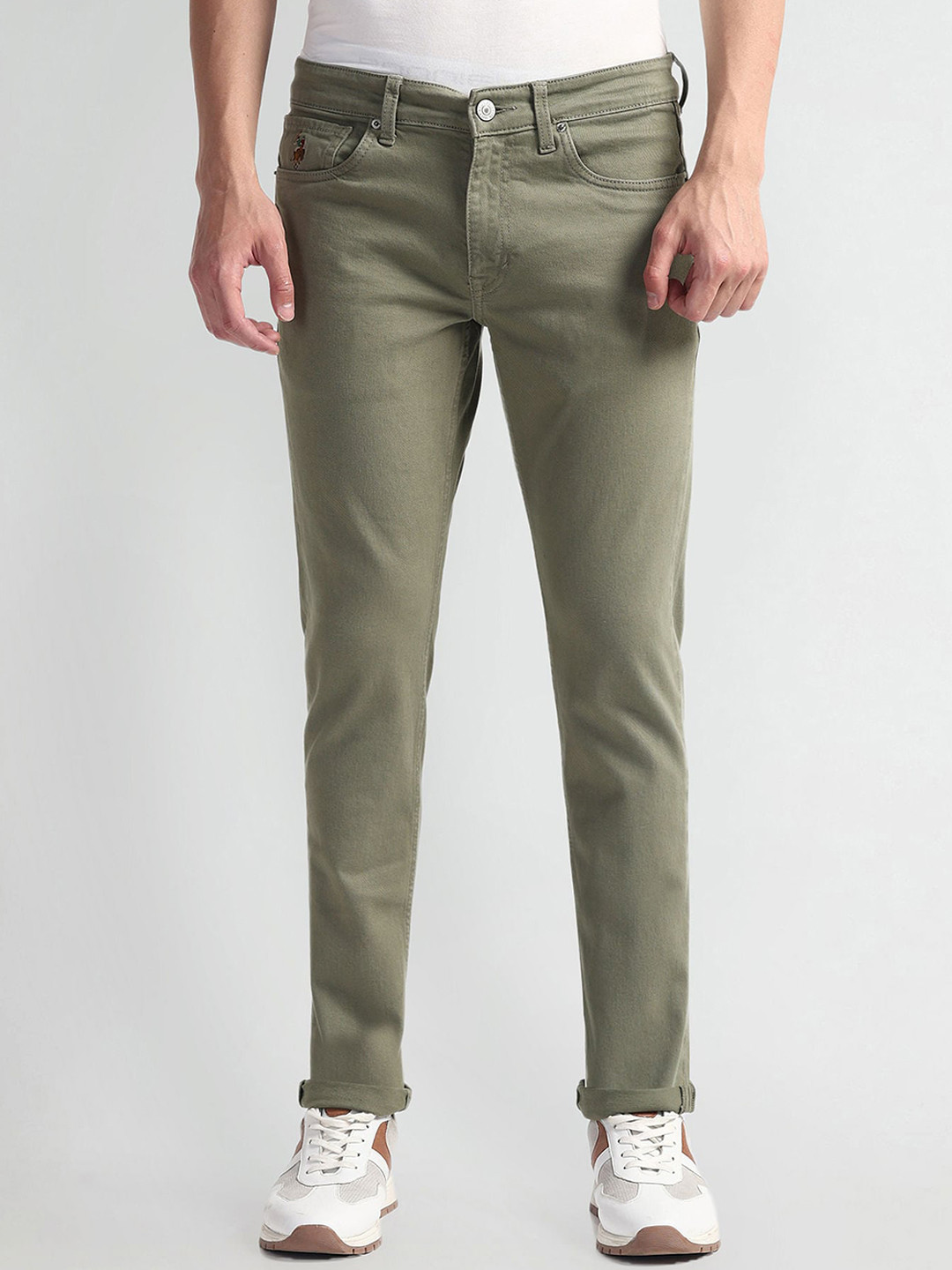 

U.S. Polo Assn. Denim Co. Men Brandon Tapered Fit Mid-Rise Clean Look Stretchable Jeans, Green