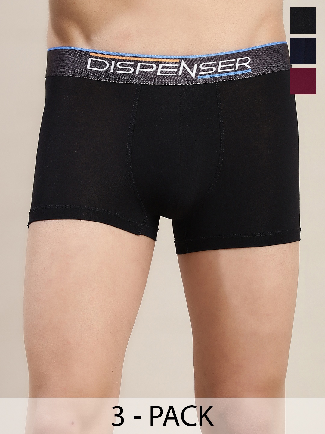 

DISPENSER Pack Of 3 Anti Microbial Trunks S2-Trunk-Black-Maroon-Navy-M