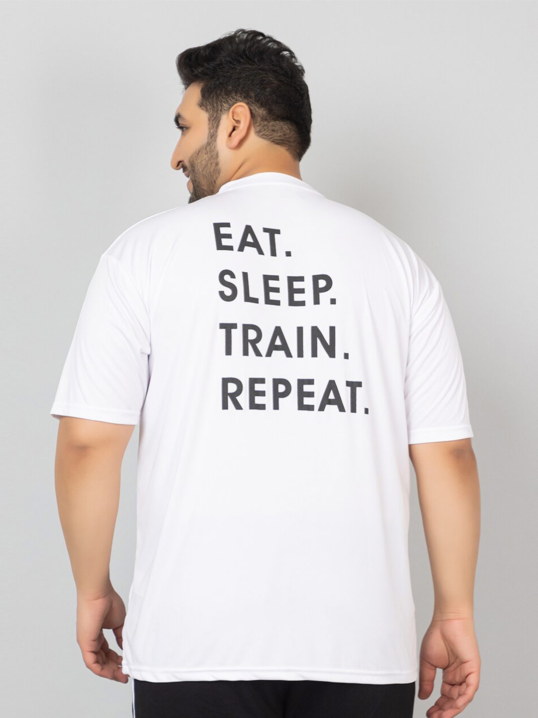 

CHKOKKO Plus Size Typography Printed Round Neck T-shirt, White