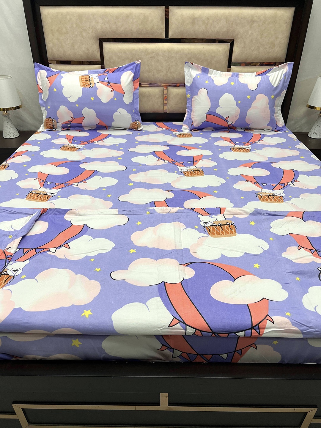 

Pure Decor Unisex Kids Purple Cotton Cartoon Characters Bedding Set