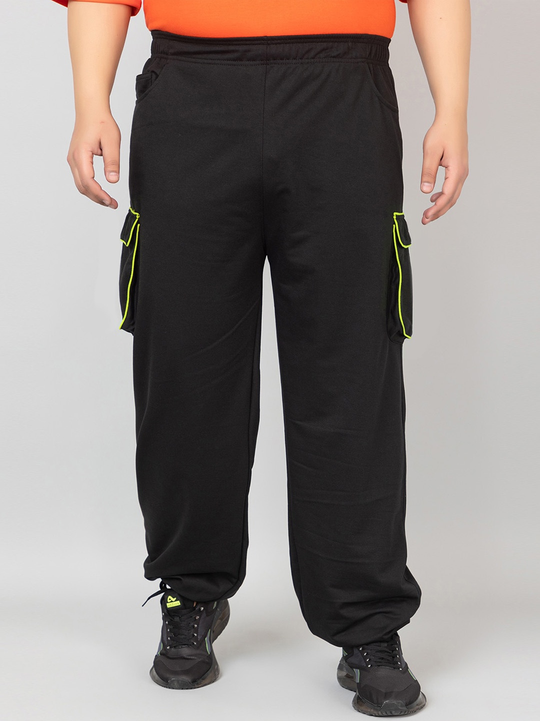 

CHKOKKO Men Plus Size Relaxed Fit Cotton Track Pants, Black