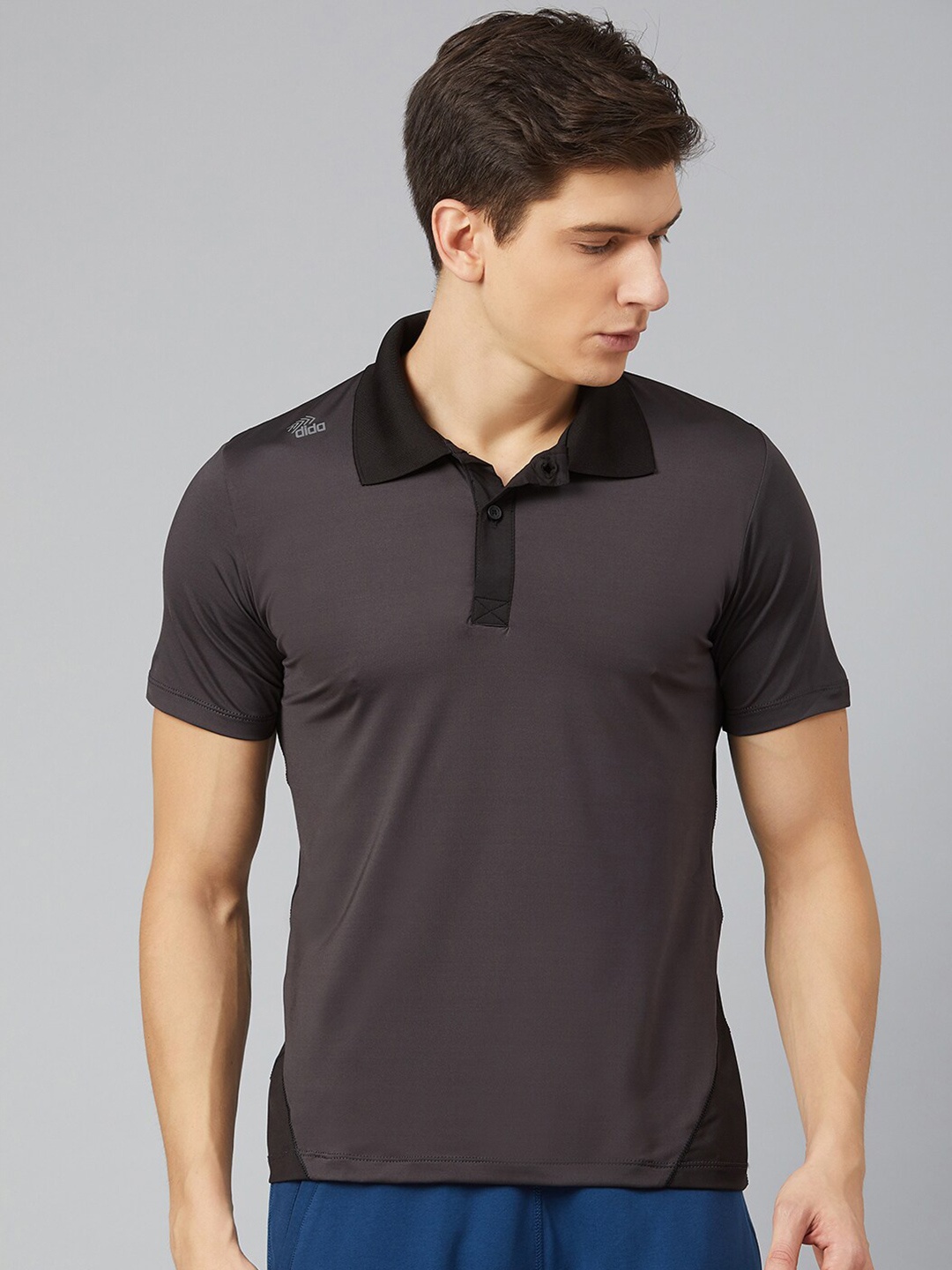 

DIDA Lightweight Stretchable Sports Active Polo Collar Dri-FIT T-shirt, Grey