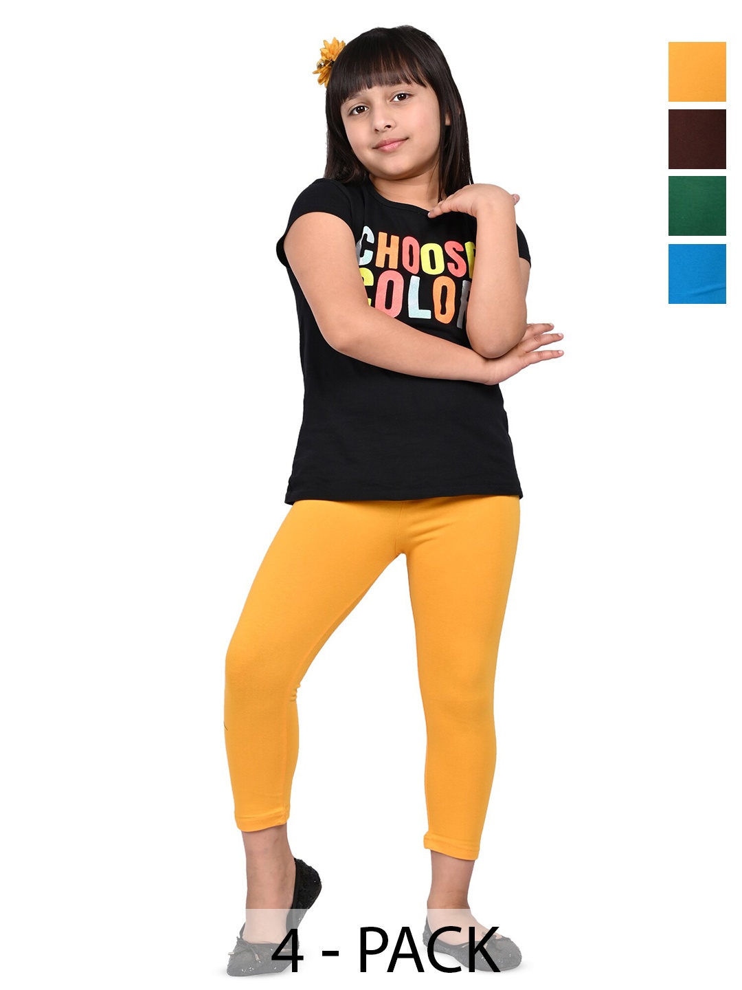 

BAESD Girls Pack of 4 Slim Fit Capris, Blue