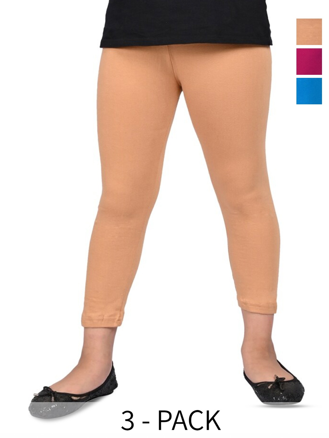

BAESD Girls Pack of 3 Slim Fit Slip-On Capris, Beige