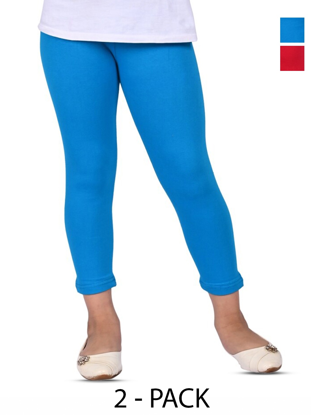 

BAESD Girls Pack Of 2 Slim Fit High-Rise Ankle Length Leggings, Blue