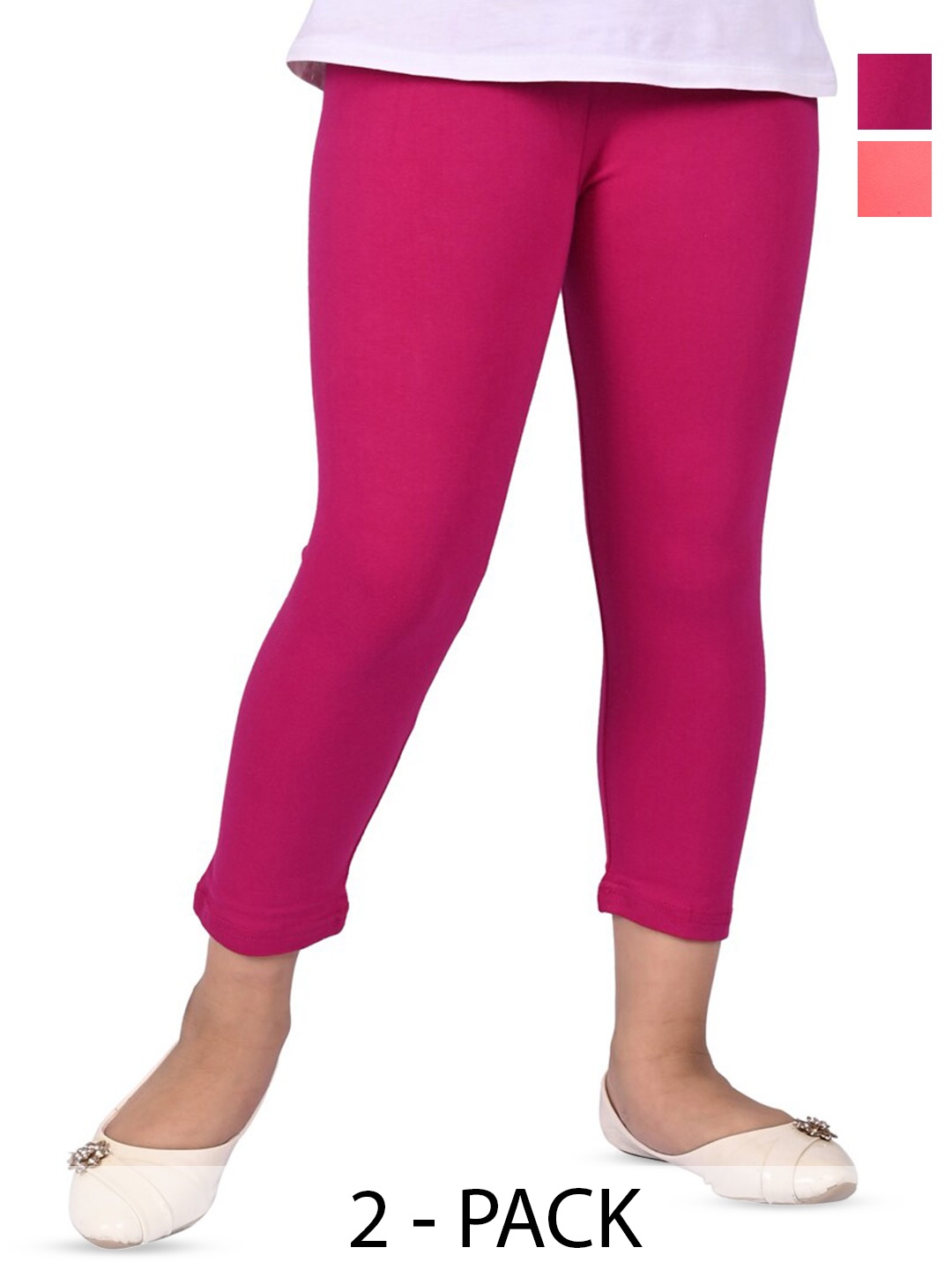 

BAESD Girls Pack Of 2 Slim Fit Capris, Peach