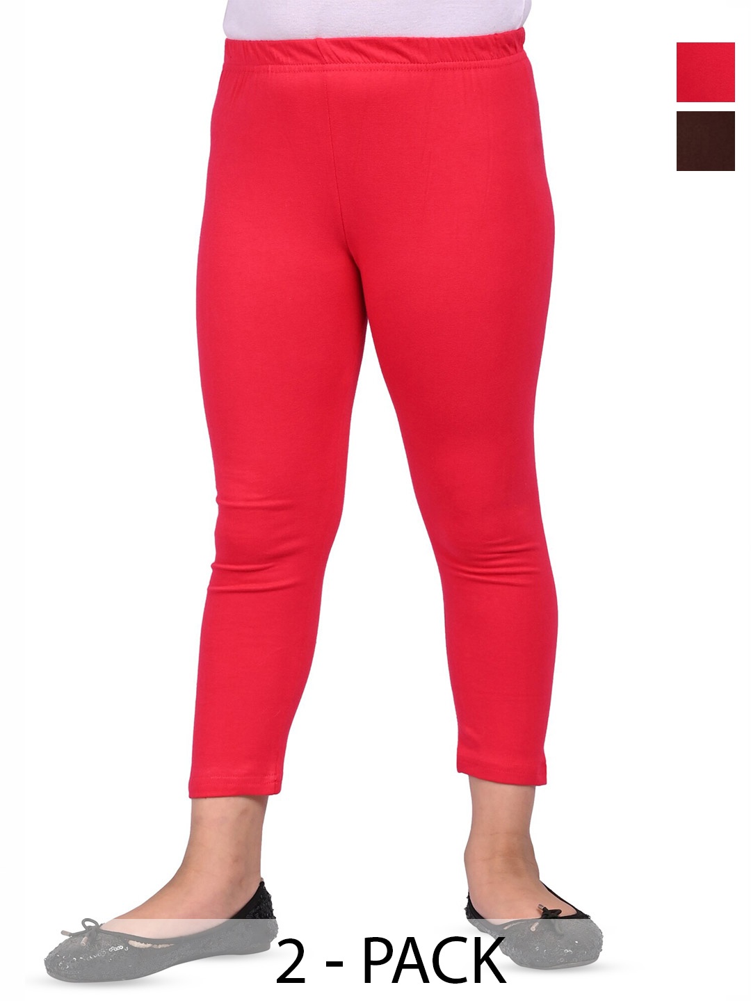 

BAESD Girls Pack of 2 Slim Fit Capris, Red