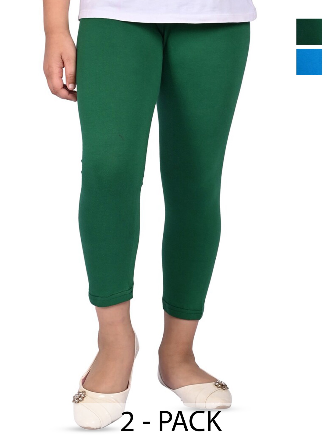 

BAESD Girls Pack Of 2 Slim Fit Capris, Green