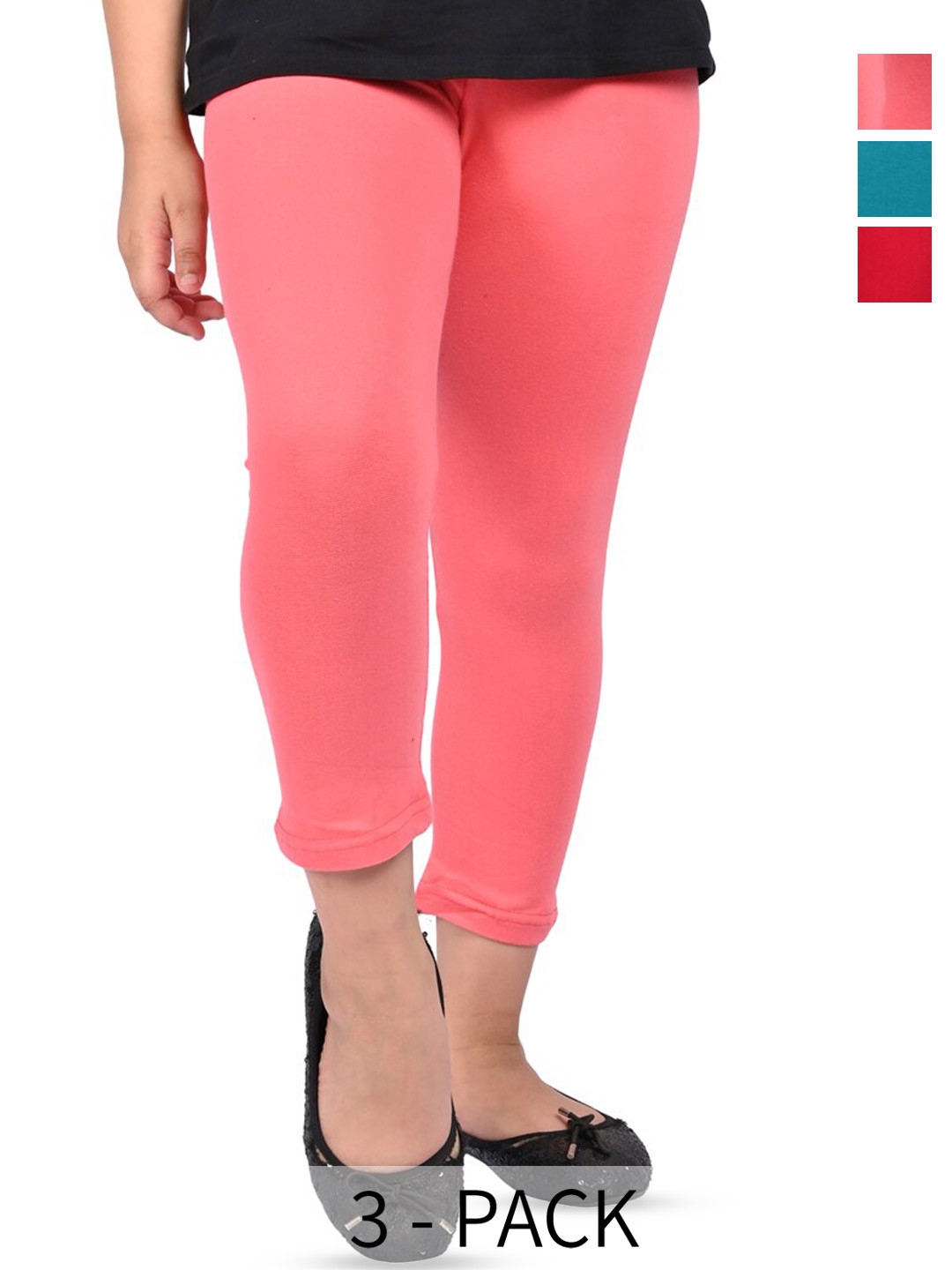 

BAESD Girls Pack of 3 Slim Fit Capris, Peach