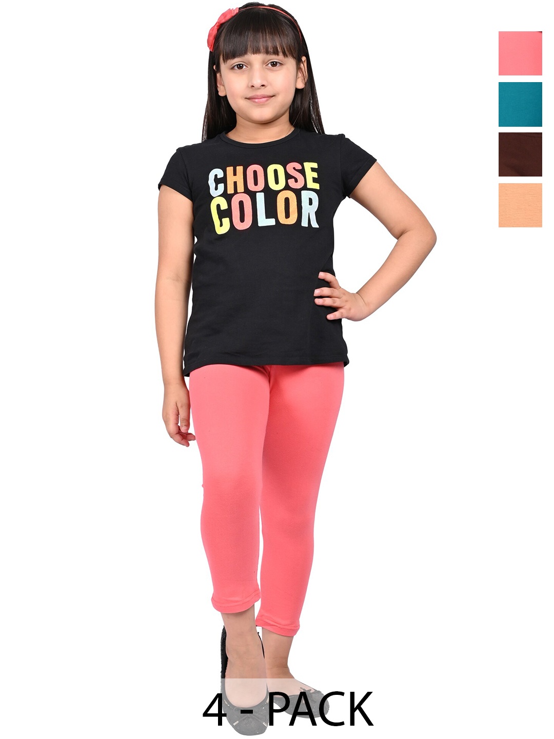 

BAESD Girls Pack of 4 Slim Fit Slip-On Capris, Peach