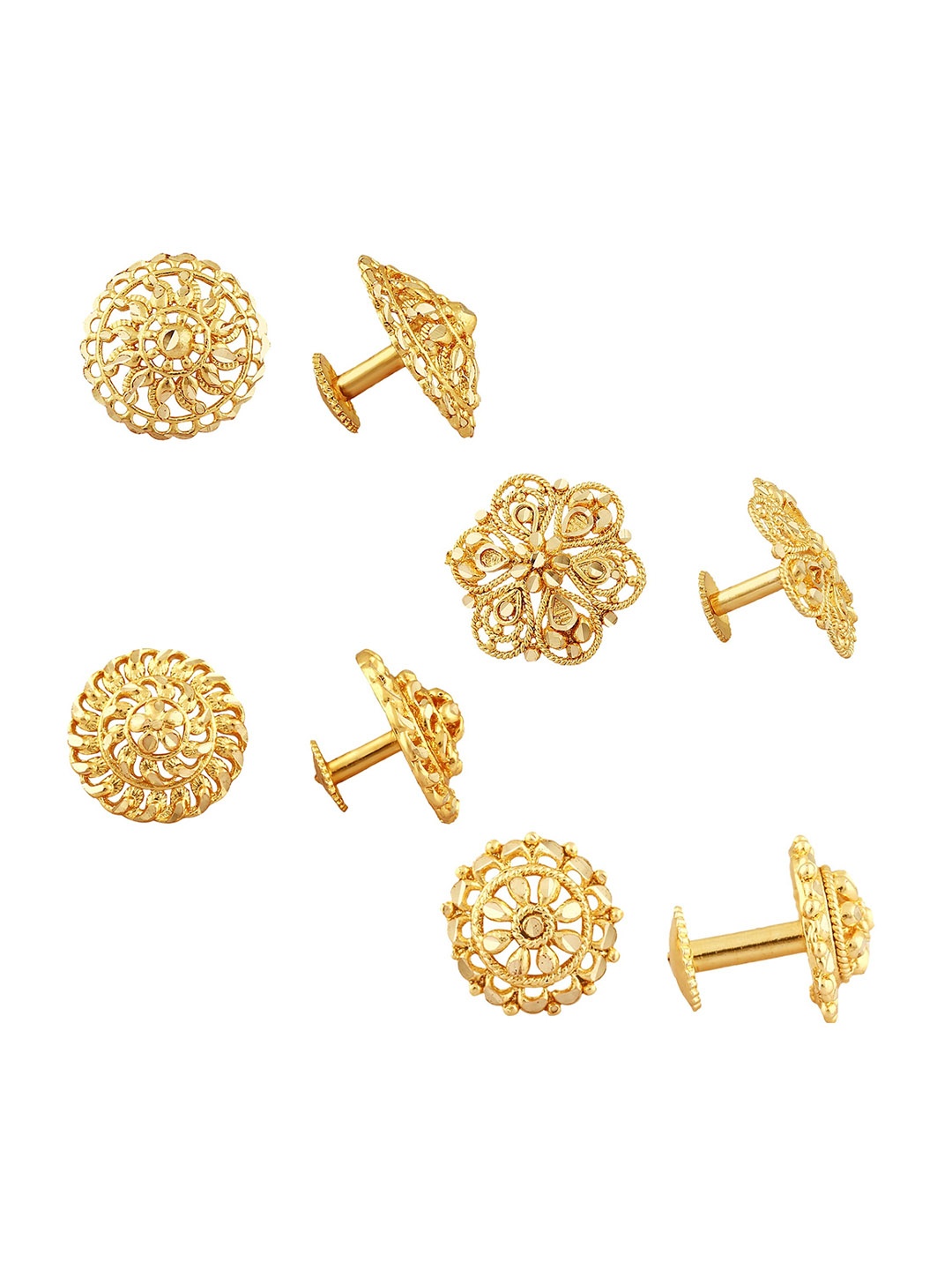 

Vighnaharta Set Of 4 Gold Plated Cubic Zirconia Floral Studs