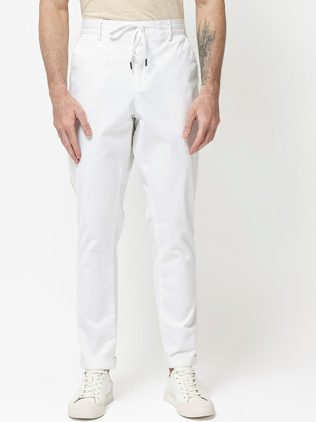 

RARE RABBIT Men Caloon Mid-Rise Regular Fit Trousers, White