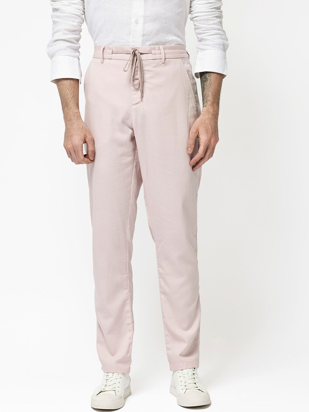 

RARE RABBIT Men Reric Mid-Rise Regular Fit Trousers, Pink