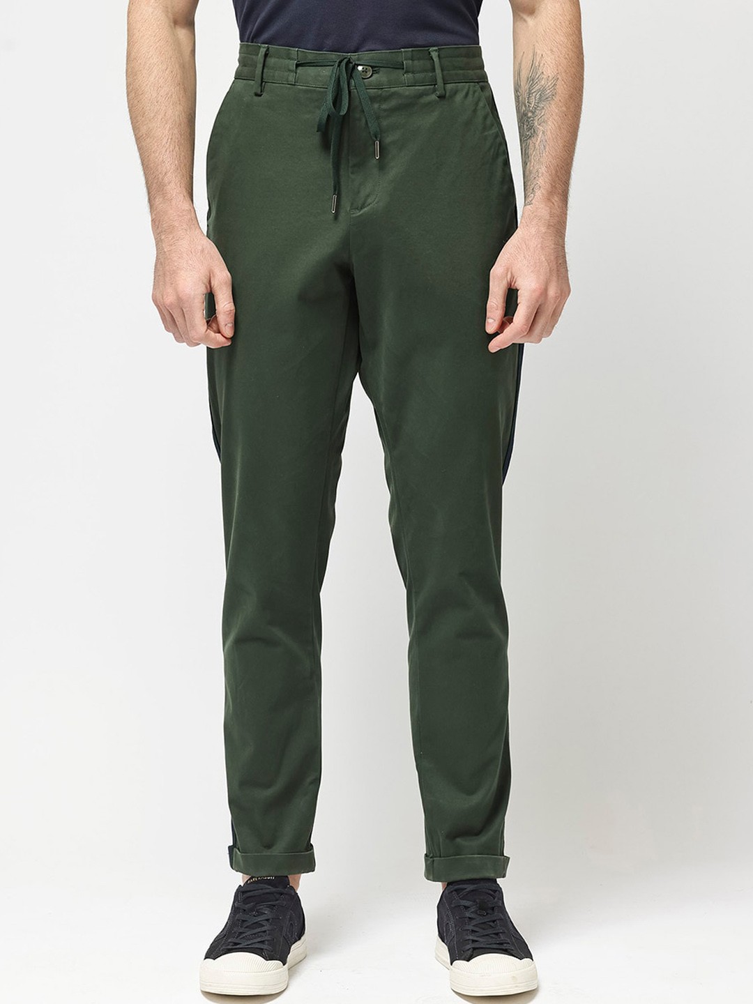 

RARE RABBIT Men Caloon Mid-Rise Regular Fit Trousers, Green
