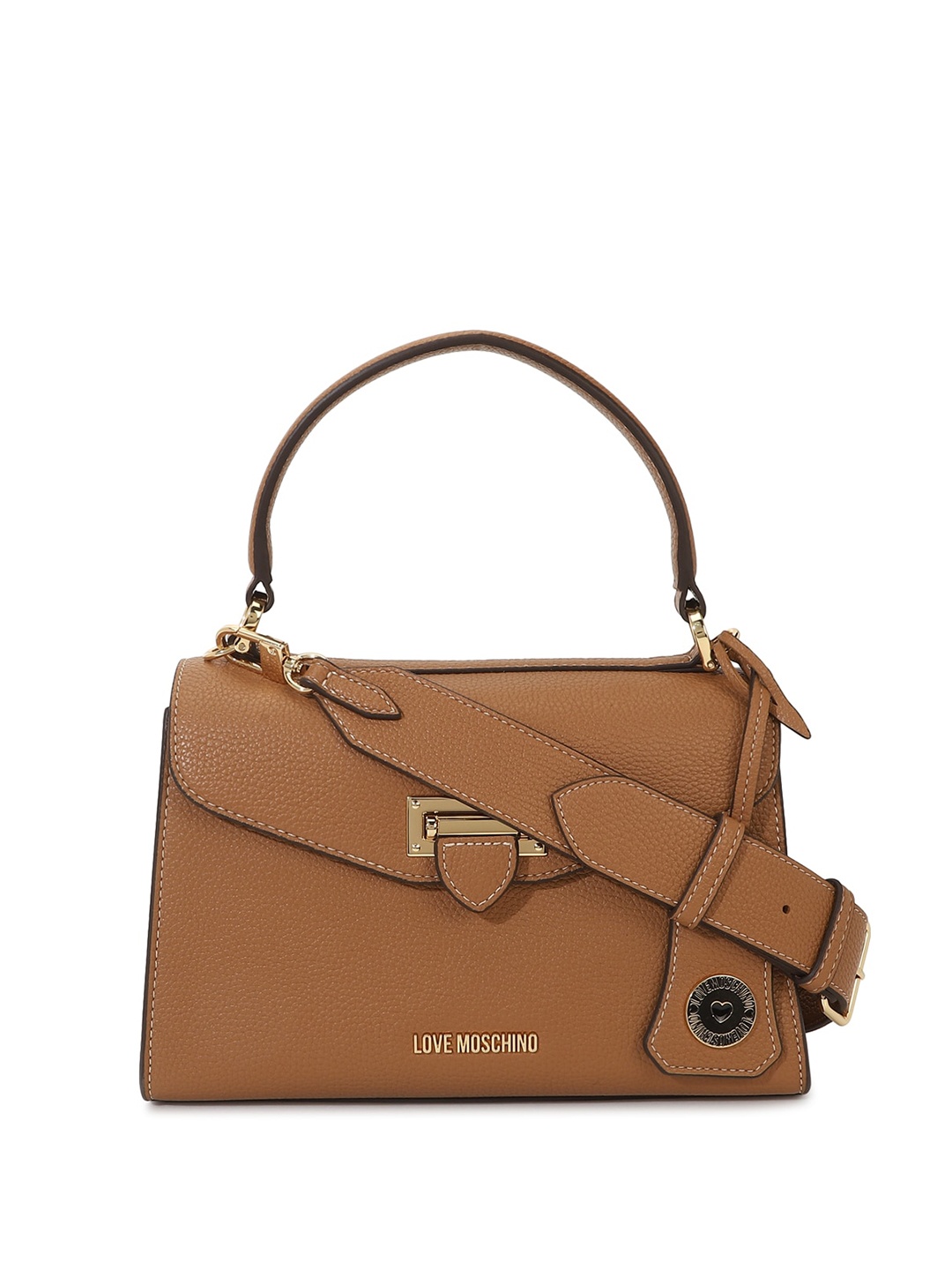 

LOVE MOSCHINO Textured Structured Satchel Bag, Brown