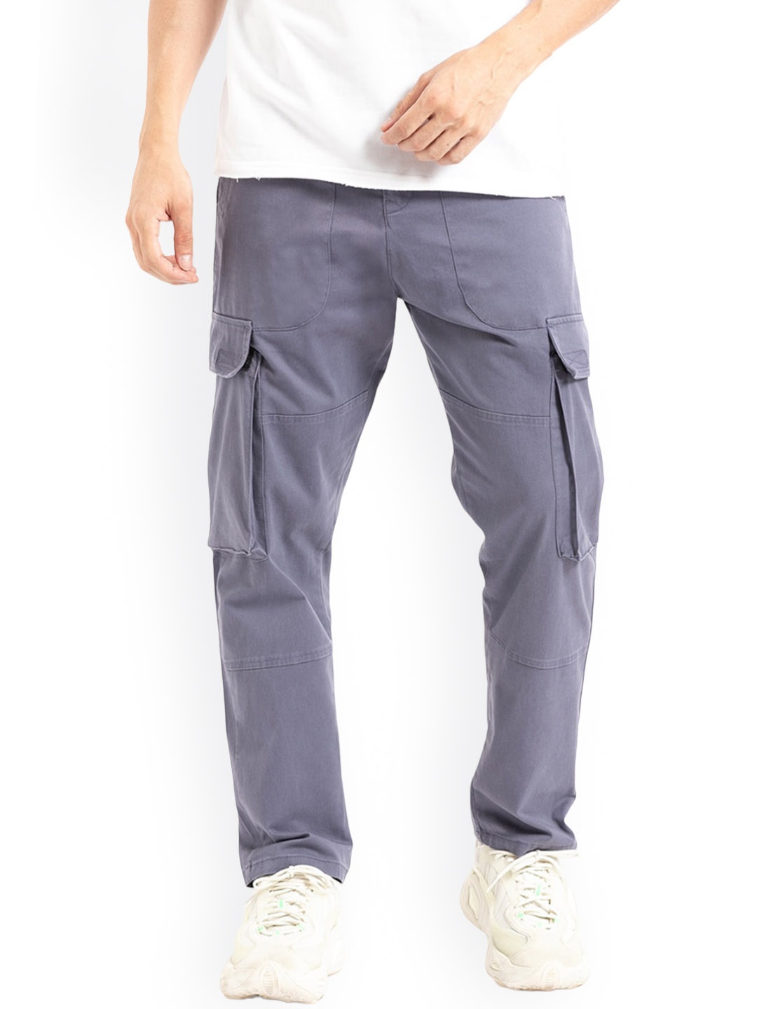 

Banana Club Men Slim-Fit Cotton Cargos, Grey