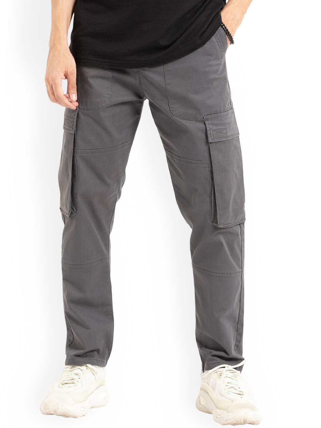 

Banana Club Men Slim-Fit Cotton Cargos, Grey