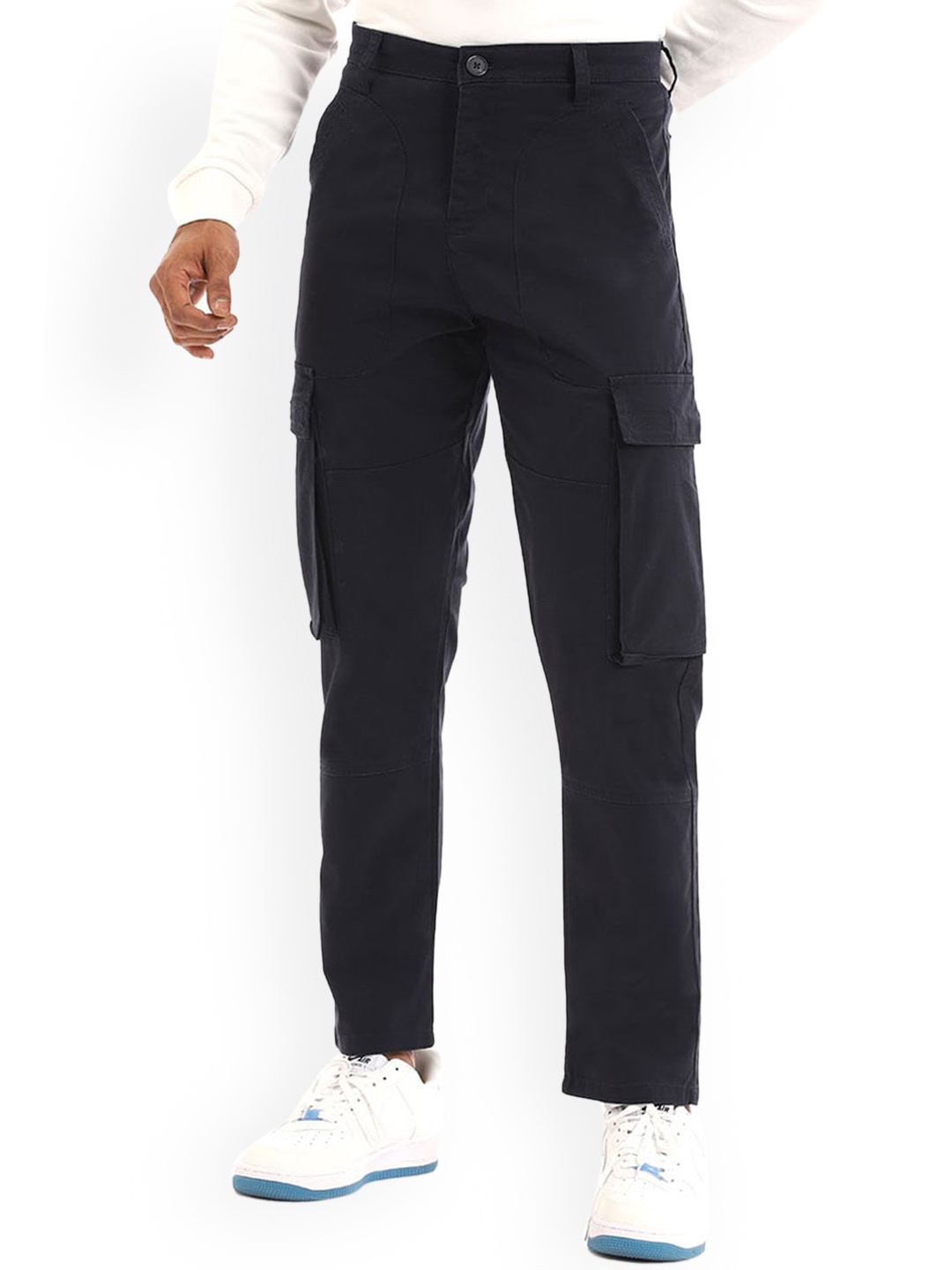 

Banana Club Slim-Fit Cotton Cargos Trousers, Navy blue