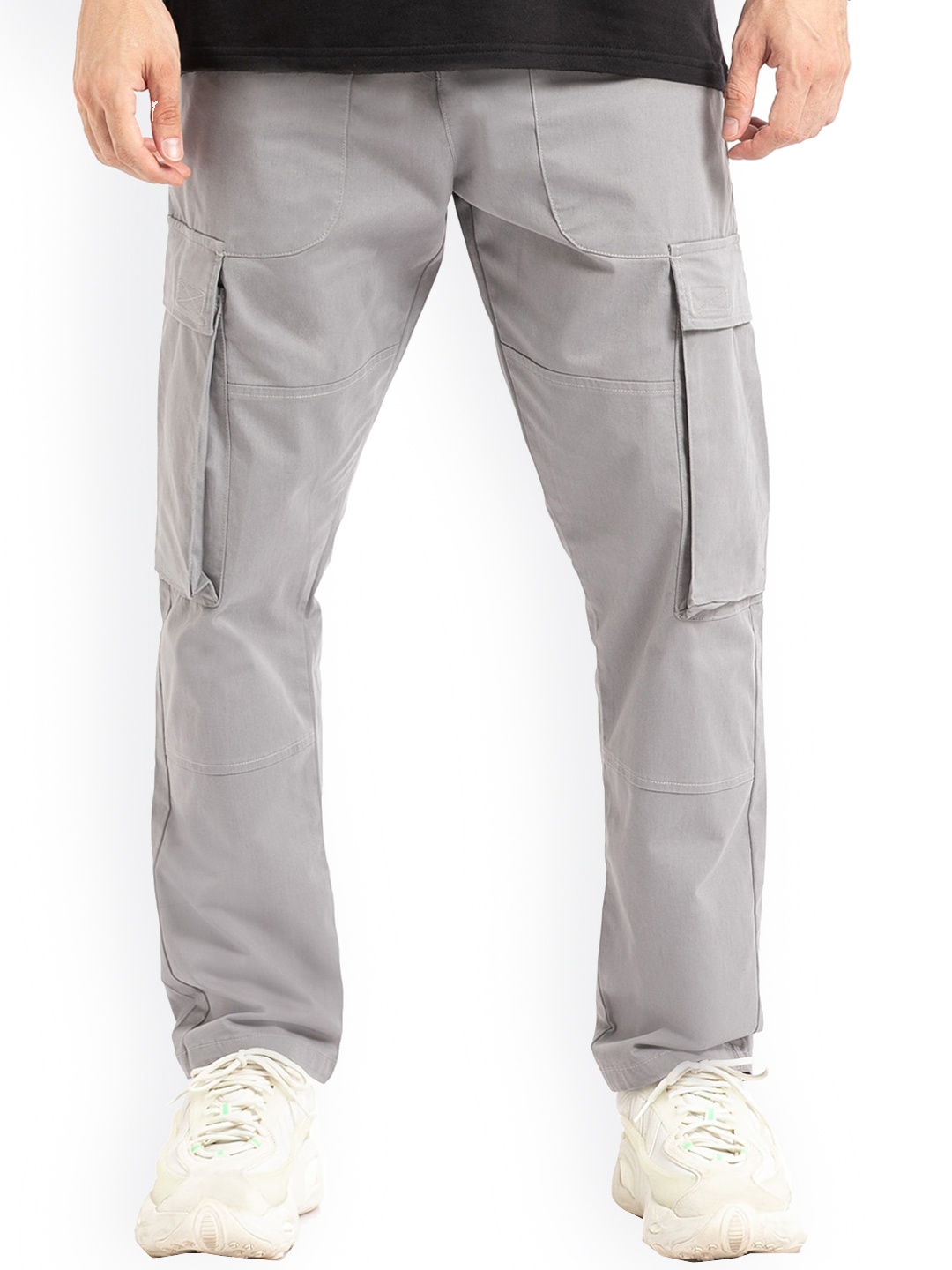 

Banana Club Men Mid Rise Easy Wash Cotton Cargo Trouser, Grey