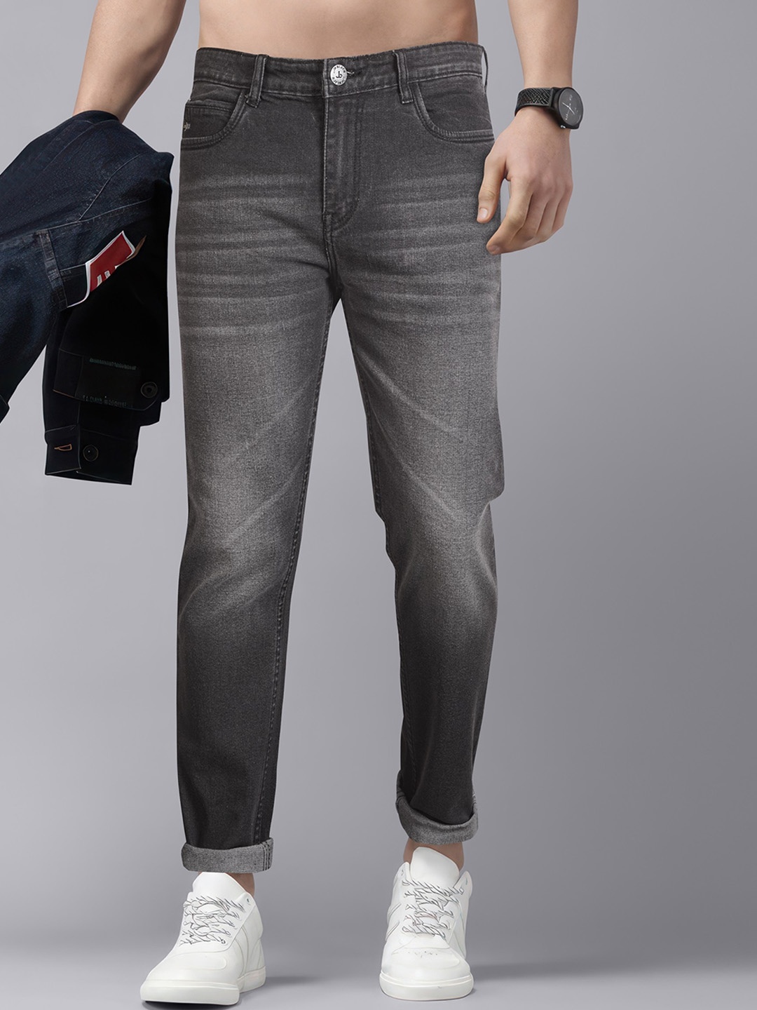 

Jb Just BLACK Men Urban Slim Slim Fit Heavy Fade Stretchable Jeans, Grey