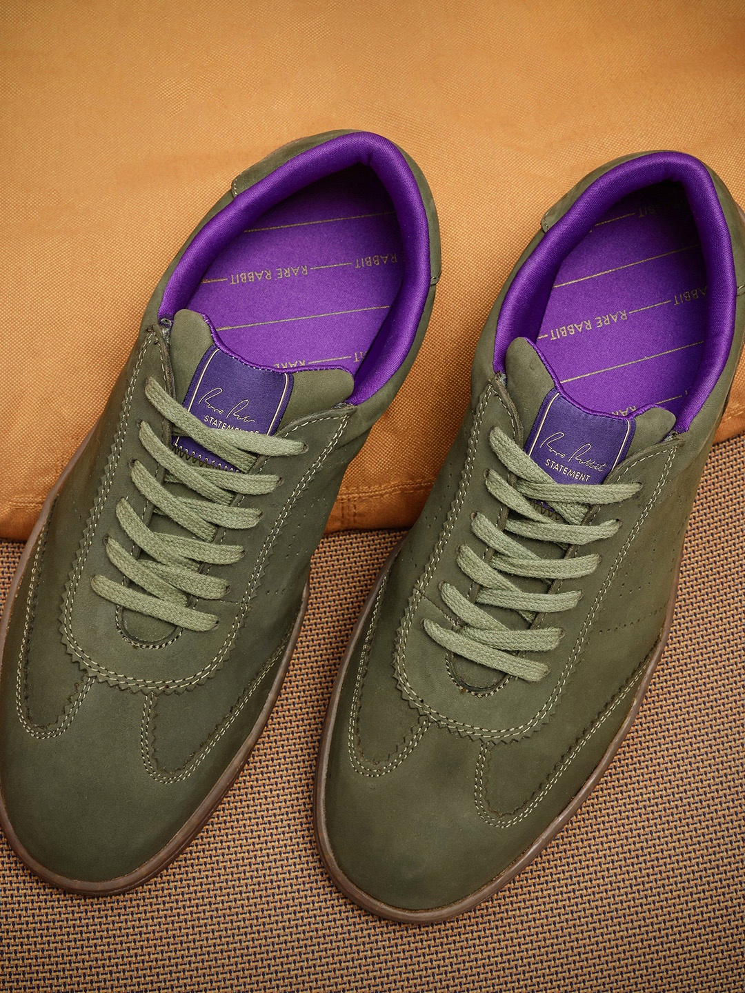 

RARE RABBIT Men Magellan Nubuck Lace-Up Sneakers, Green