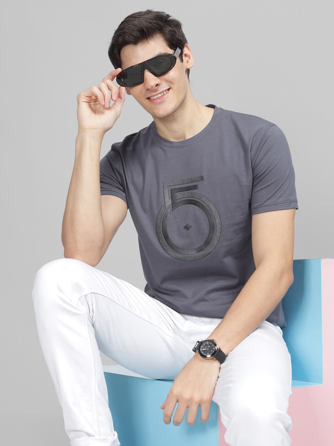 

Parcel Yard Typography Printed Round Neck T-Shirt, Grey