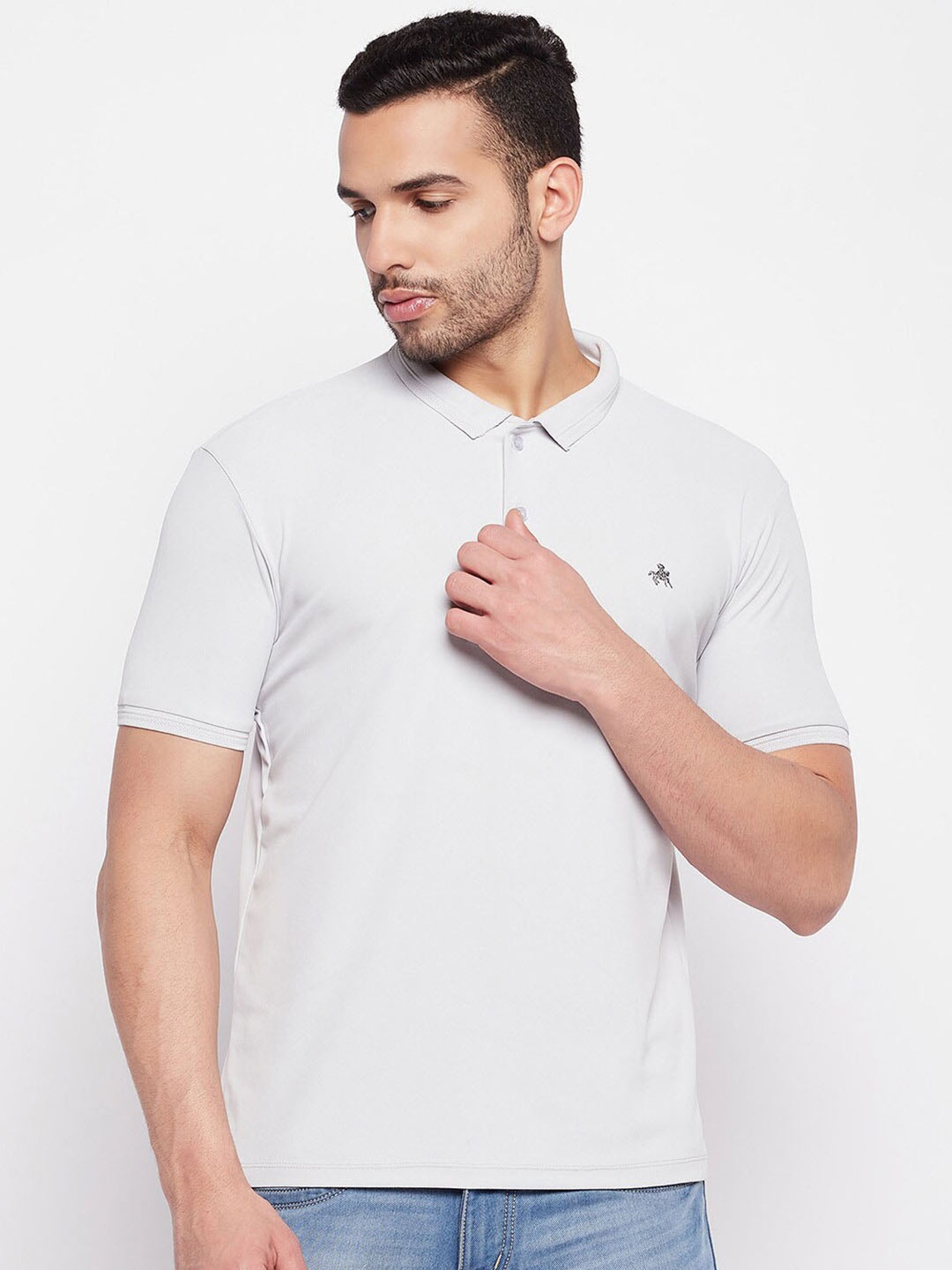 

Parcel Yard Polo Collar Cotton Casual T-shirt, Grey