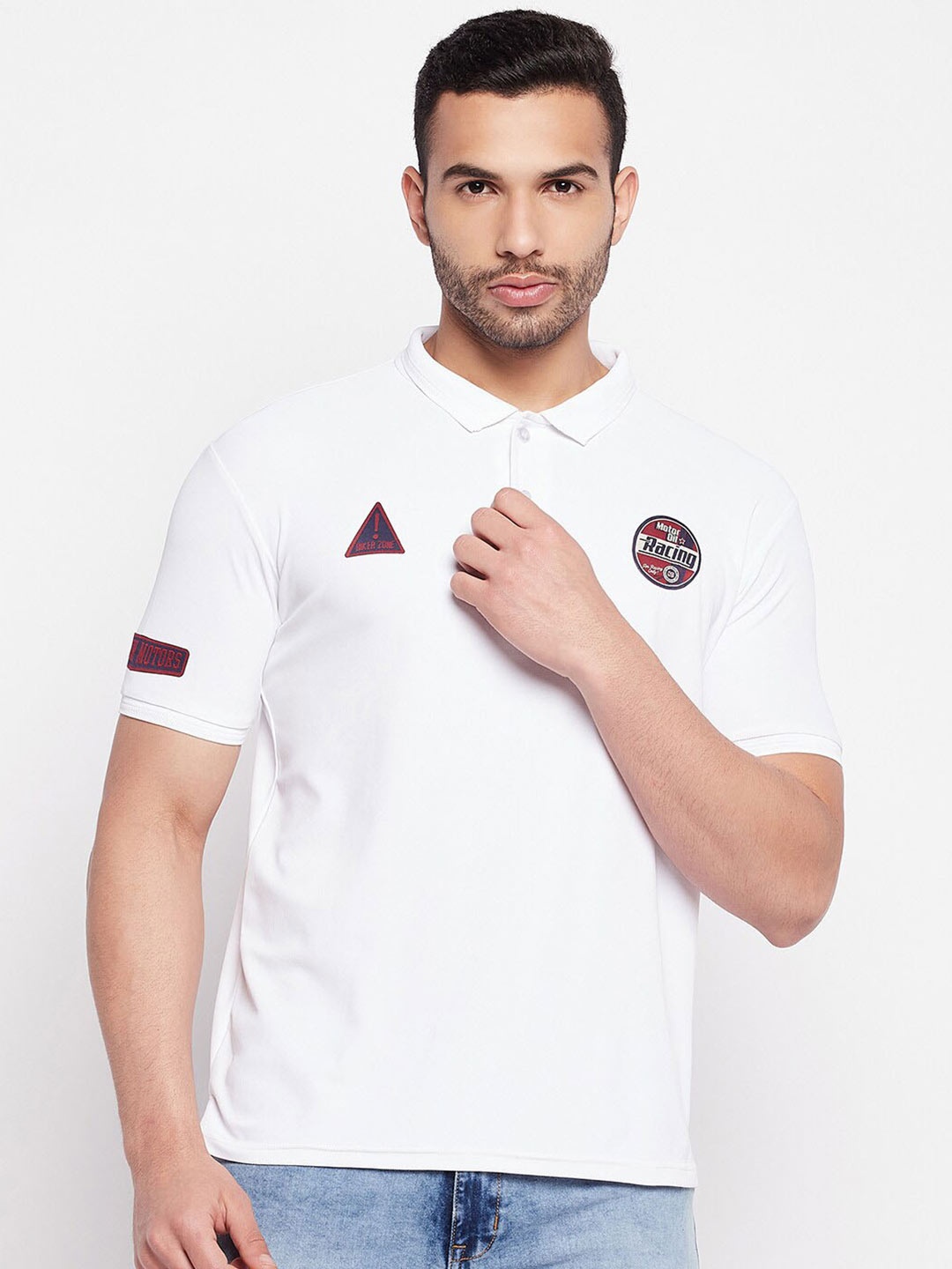 

Parcel Yard Polo Collar Cotton T-shirt, White