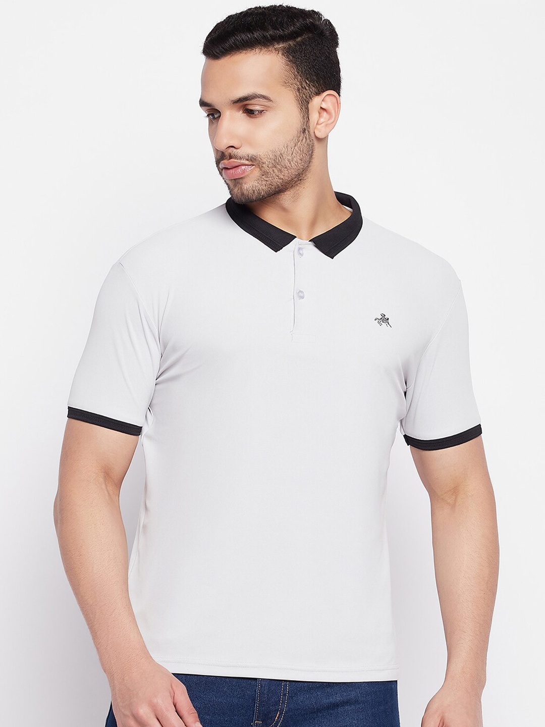 

Parcel Yard Polo Collar Cotton T-shirt, Grey