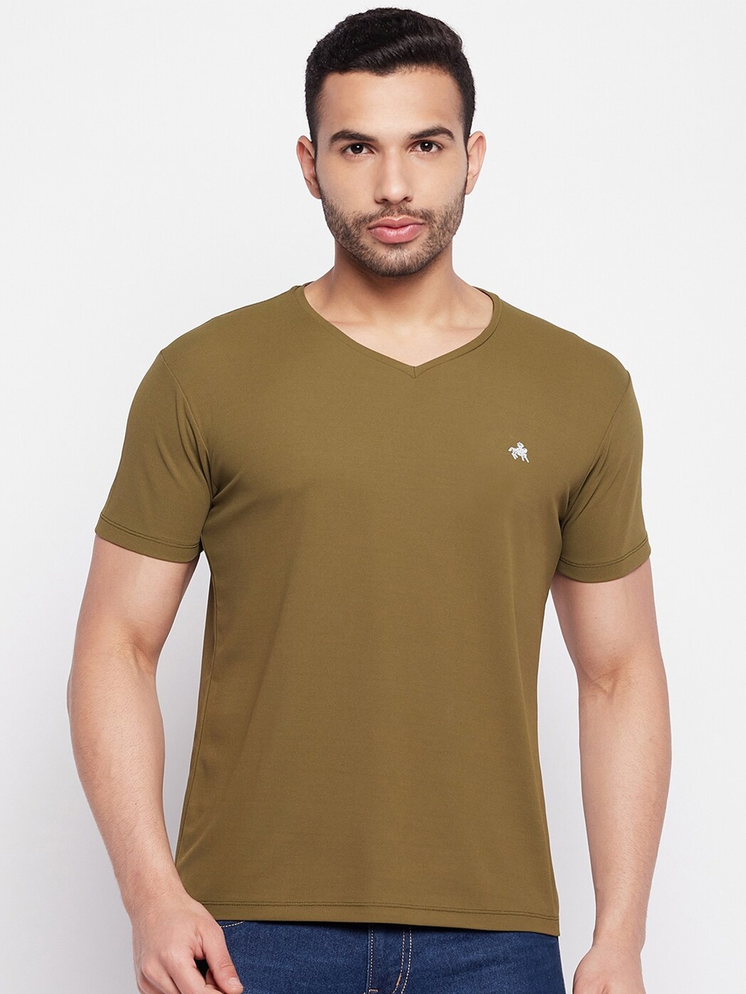 

Parcel Yard V-Neck Cotton T-shirt, Olive