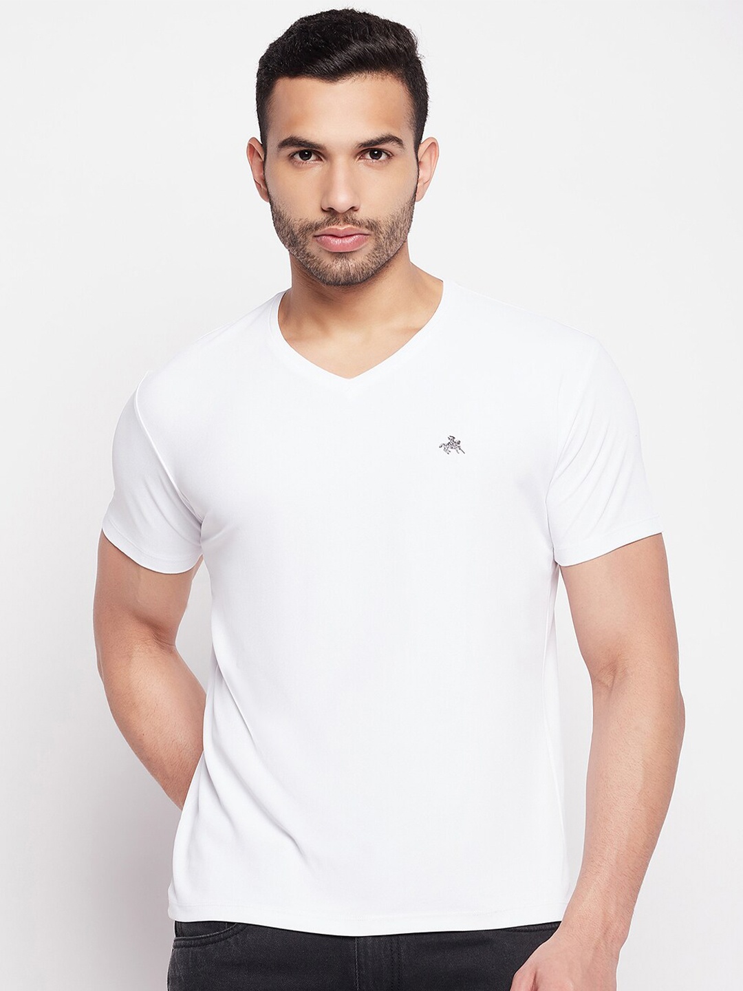 

Parcel Yard V-Neck Cotton Casual T-shirt, White