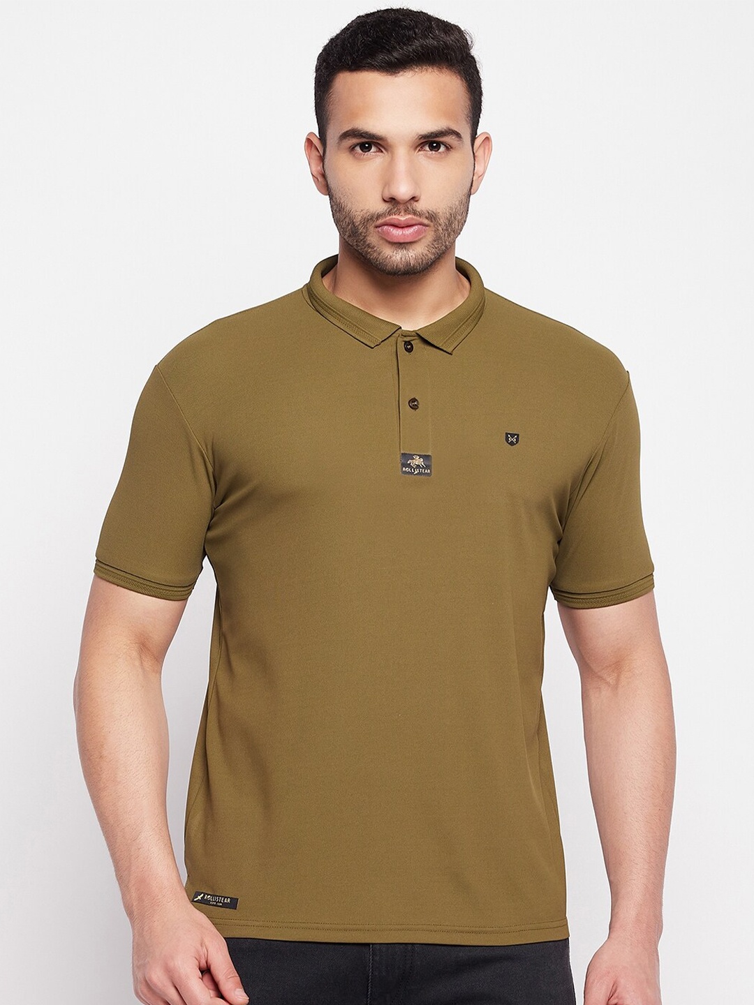 

Parcel Yard Polo Collar Cotton T-shirt, Olive