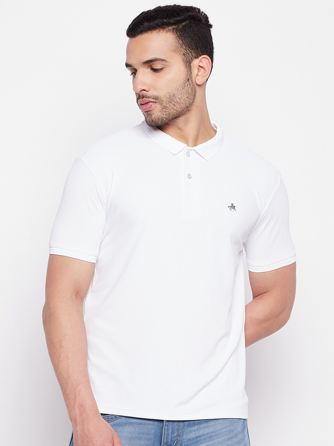 

Parcel Yard Polo Collar Cotton Casual T-shirt, White