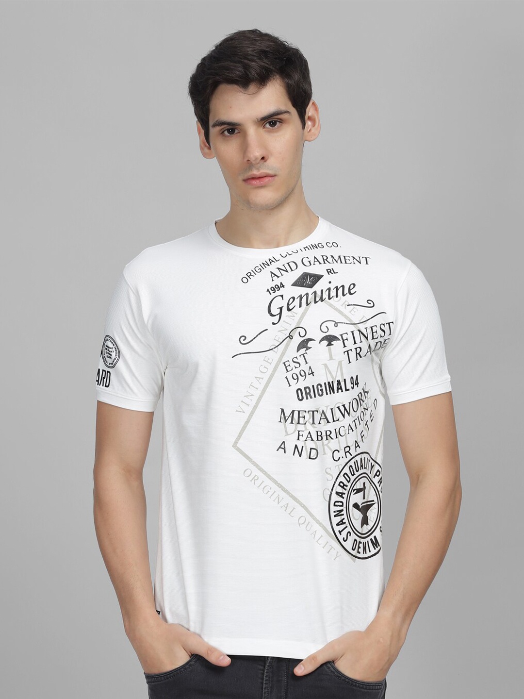 

Parcel Yard Typography Printed Round Neck Cotton Casual T-shirt, White