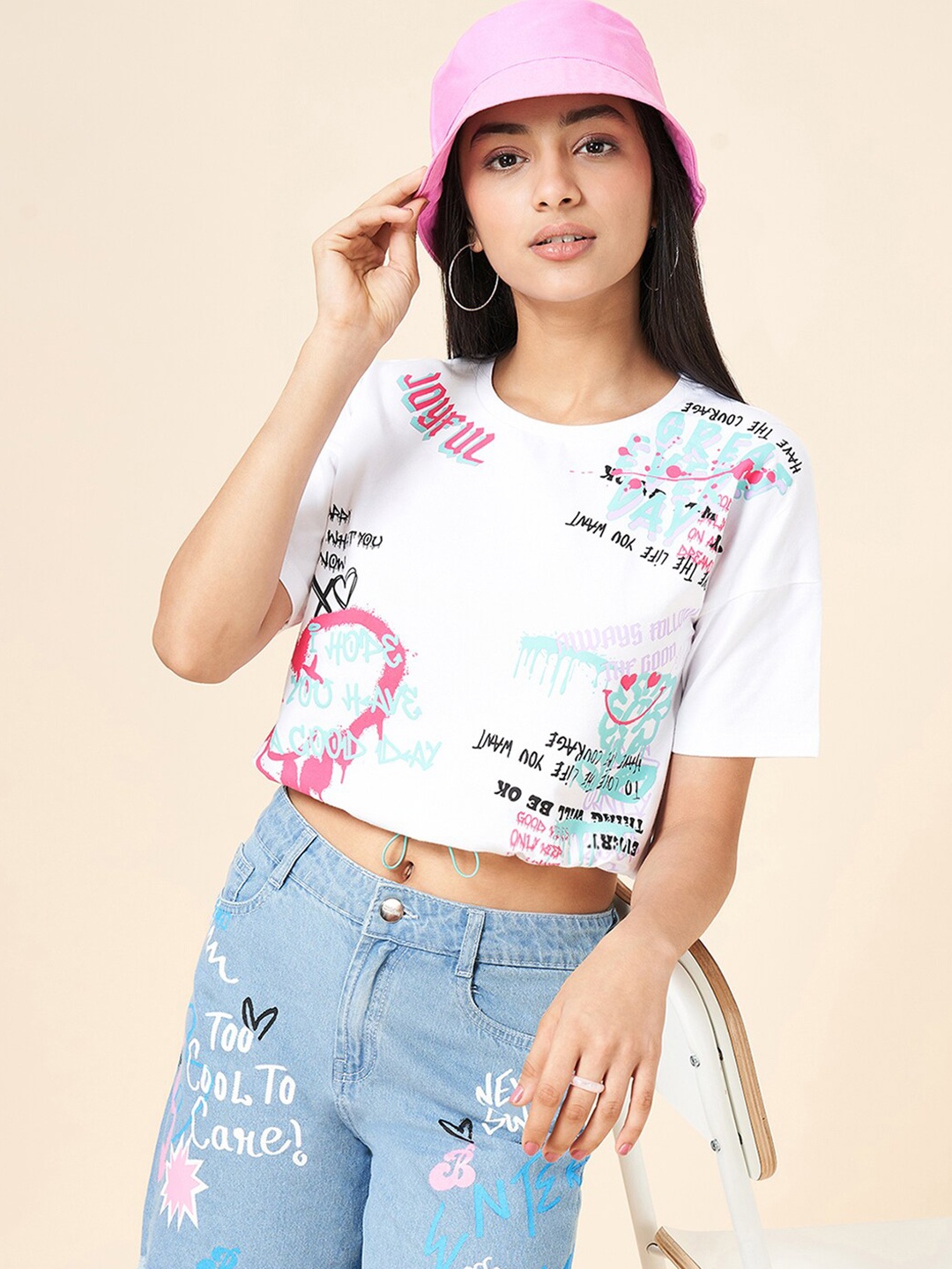 

Coolsters by Pantaloons Girls Typography Printed Cotton Raw Edge T-shirt, White