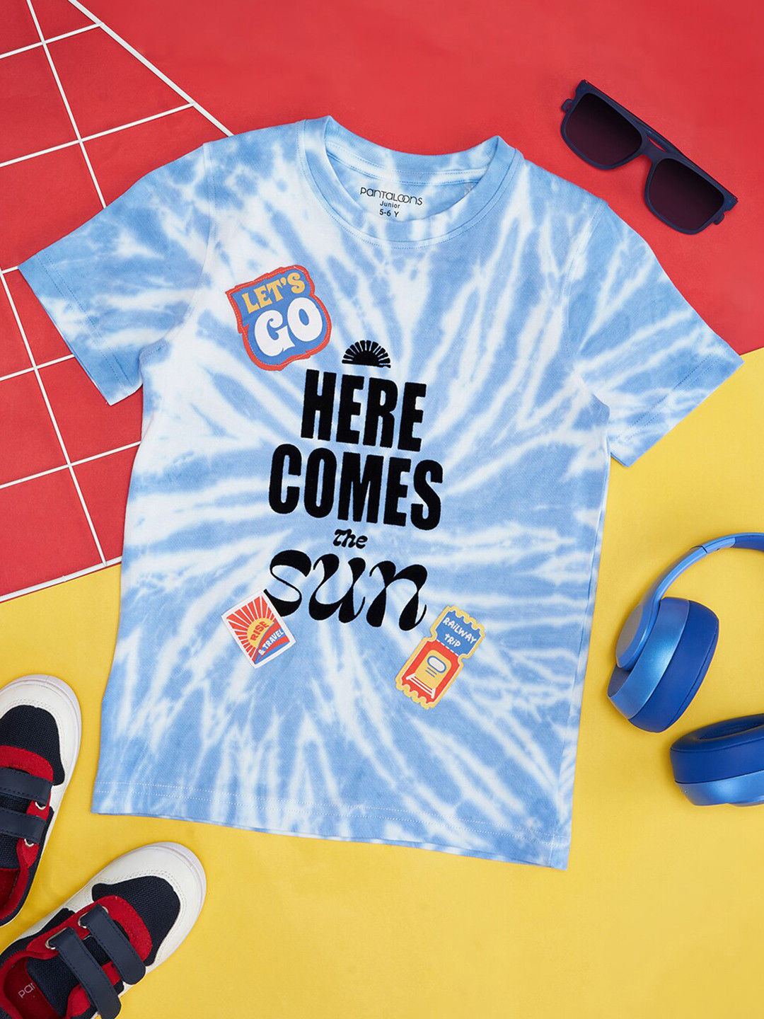 

Pantaloons Junior Boys Typography Printed Cotton T-shirt, Blue