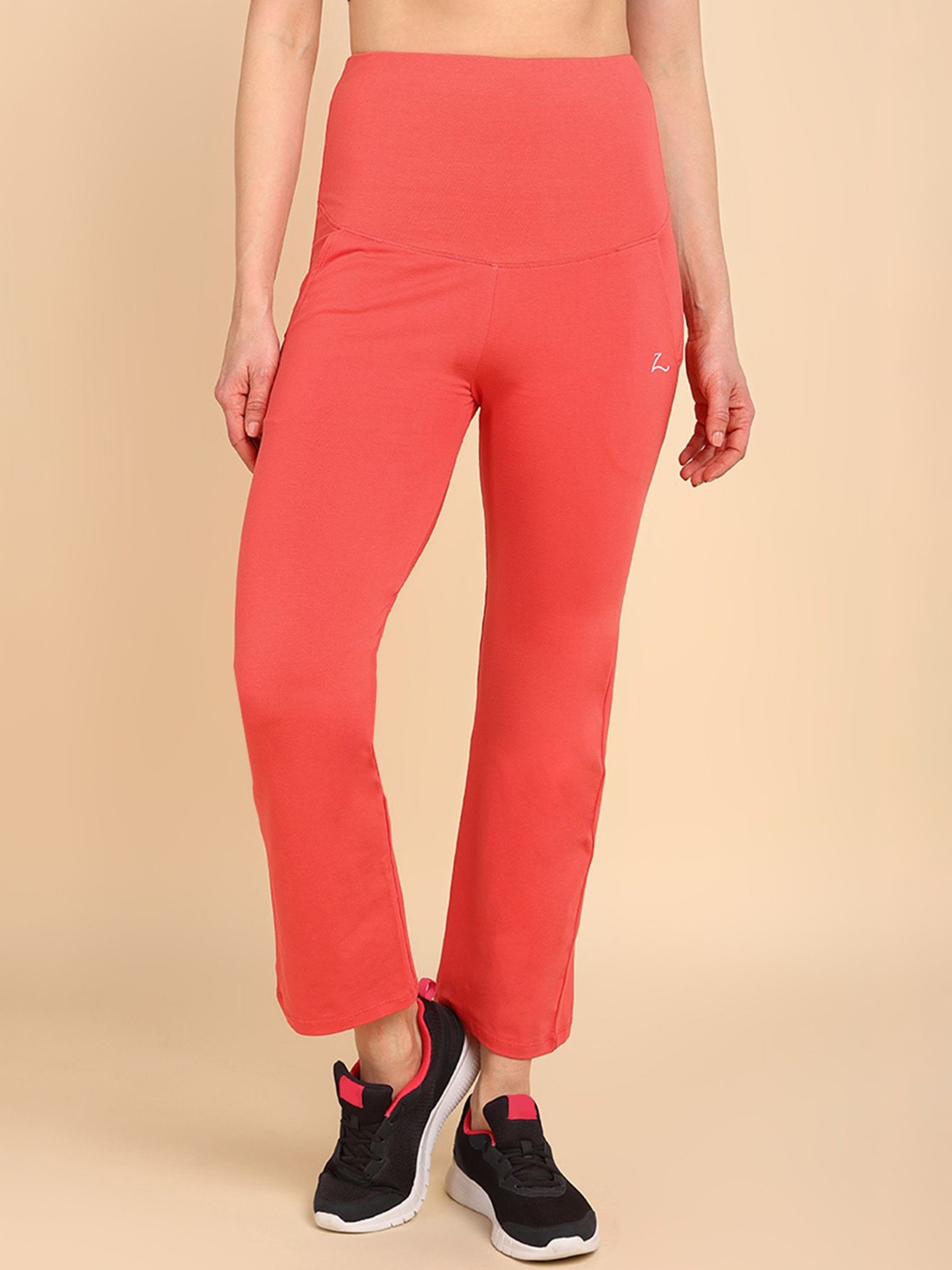 

House Of Zelena High Waisted Ankle length Maternity Tights, Coral