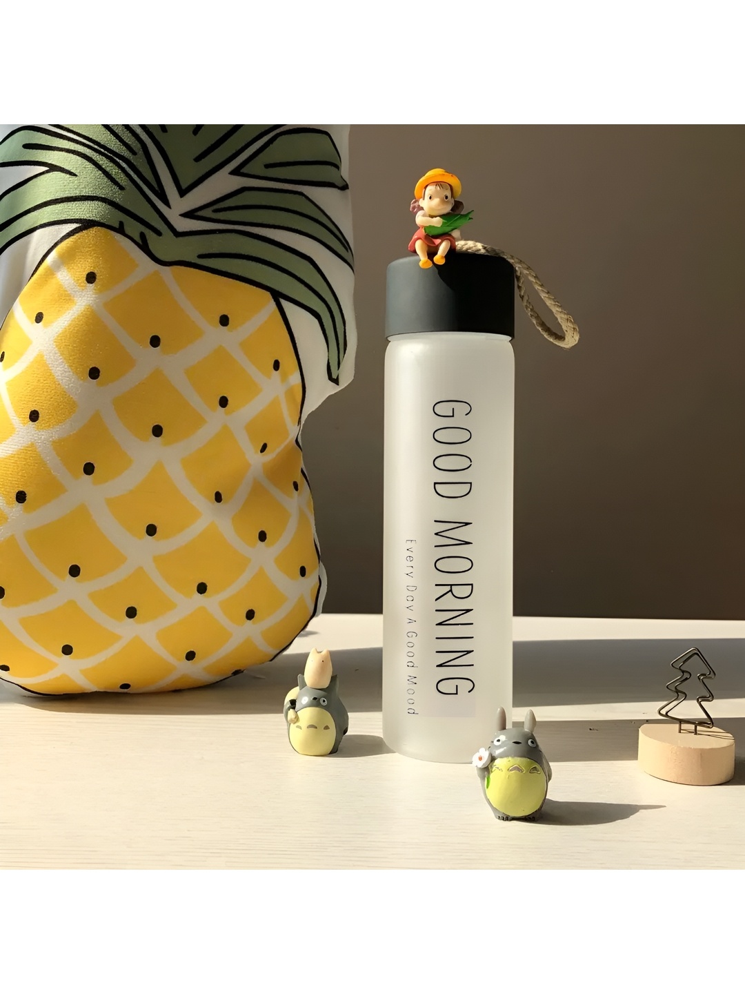 

WELOUR Black & Transparent 2 Pieces Glass Water Bottle 500 ml