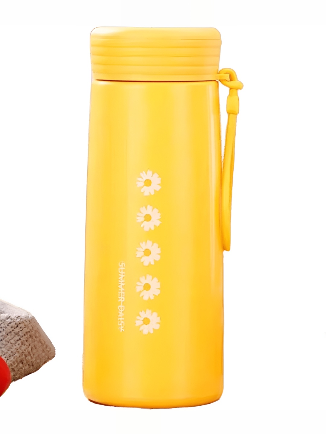 

WELOUR Yellow Floral Printed Glass Water Bottle 400 ml