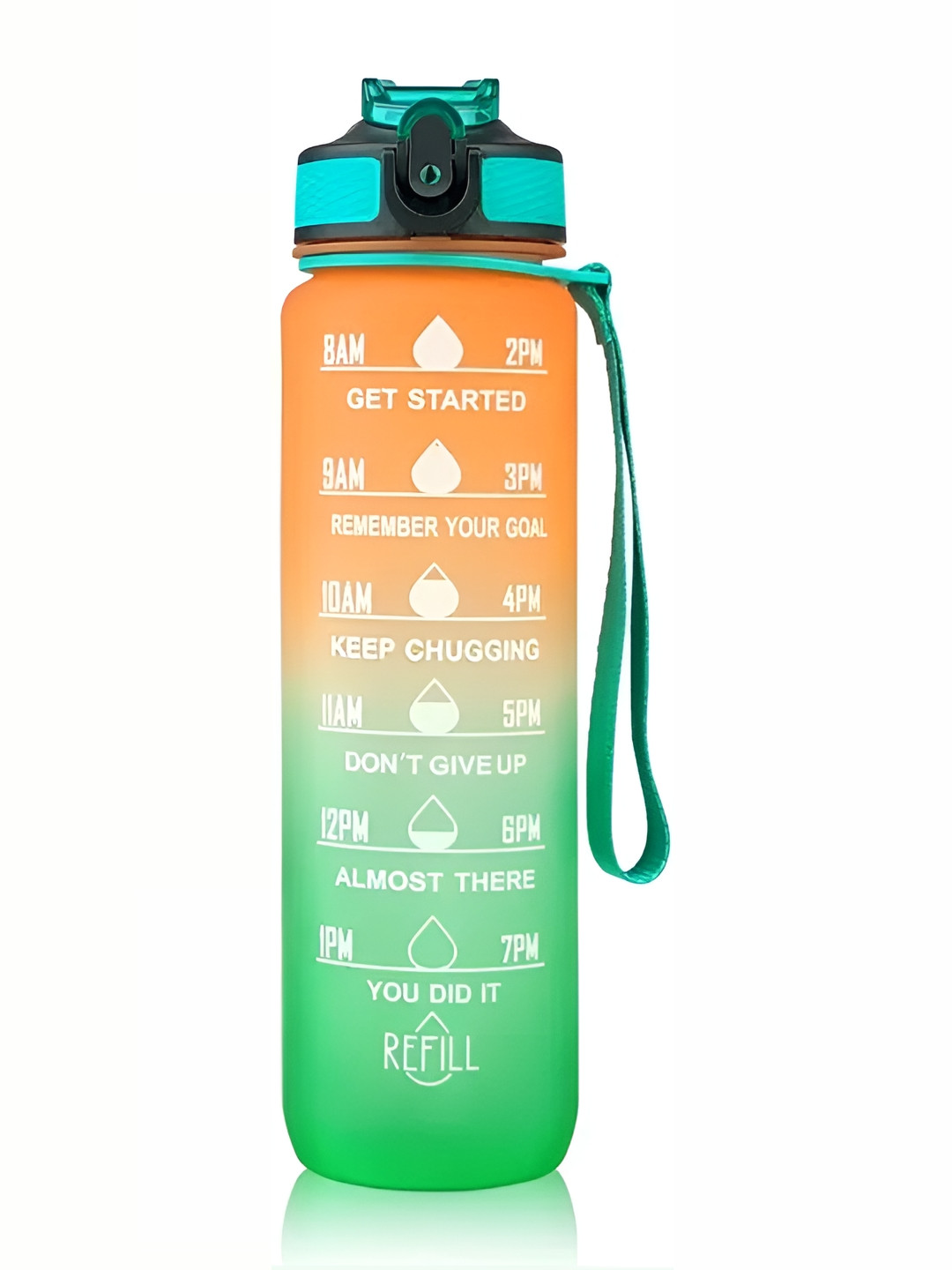 

WELOUR Orange and Green Glass Water Bottle 1L