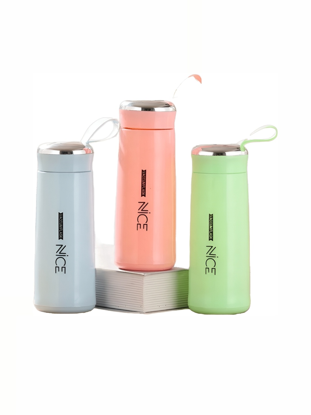

WELOUR Green & Pink 3 Pieces Glass Water Bottles 500 ml Each