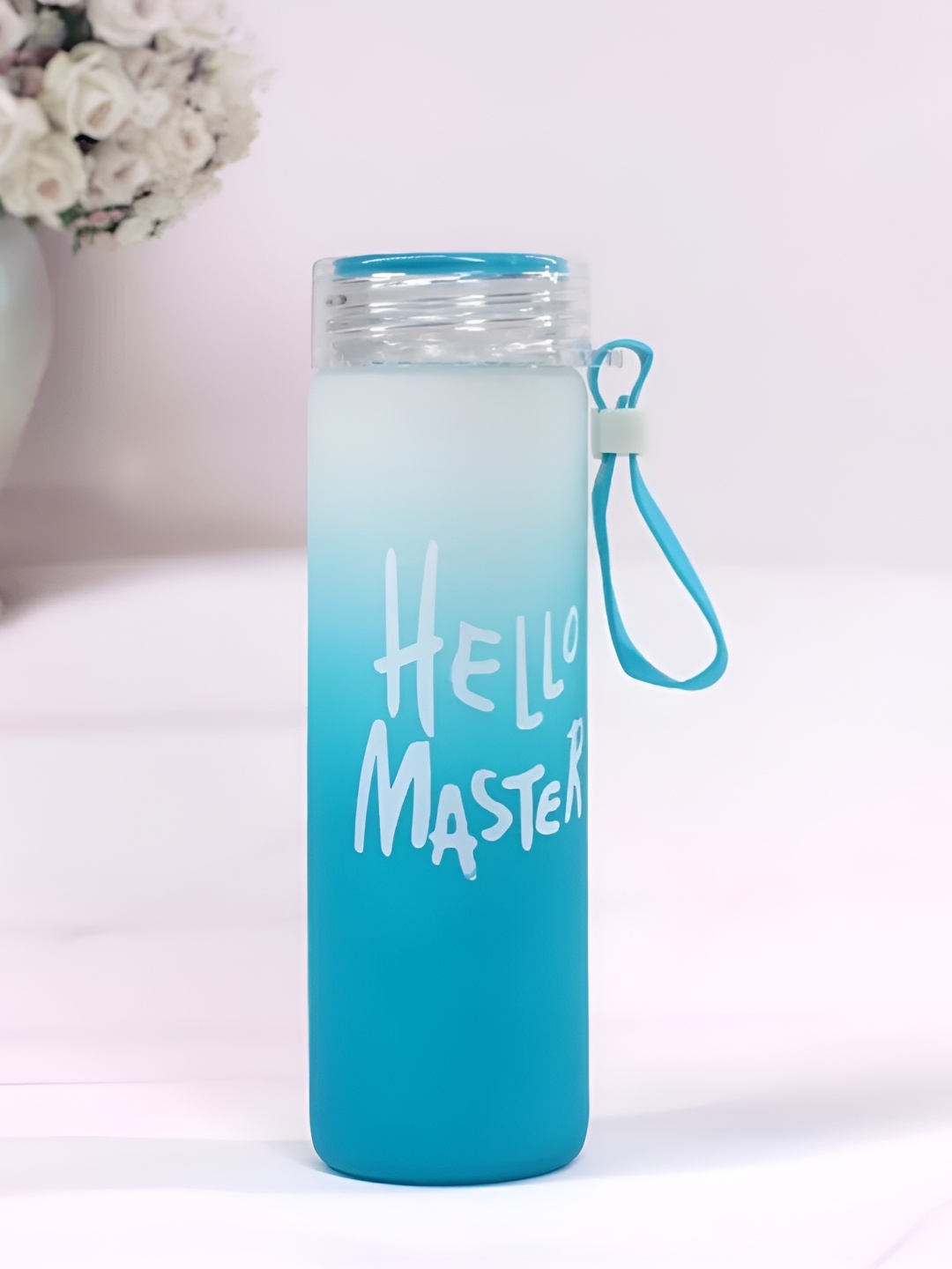 

WELOUR Blue Printed Glass Water Bottle 500 ml