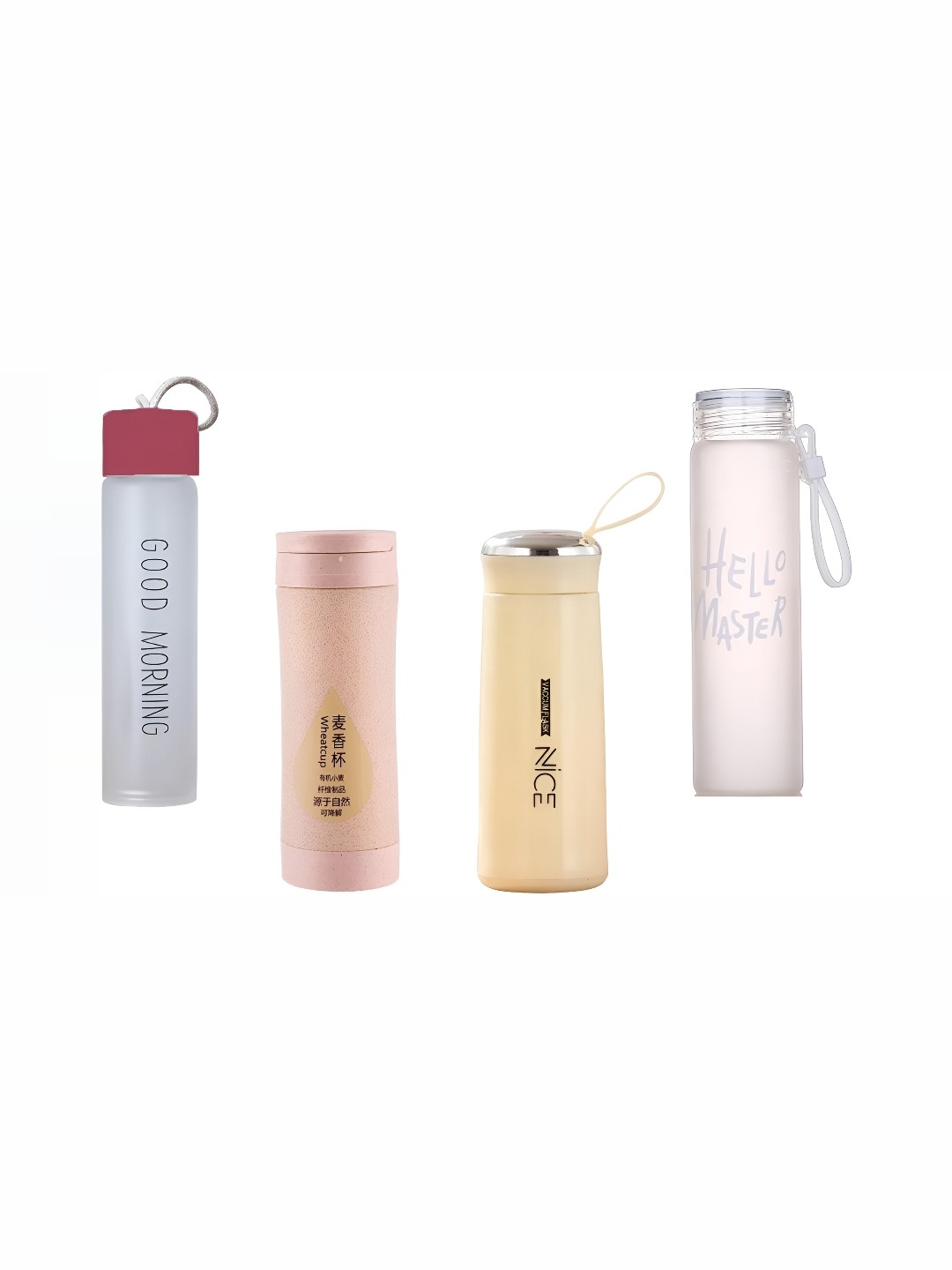 

WELOUR Maroon and Cream 4 Pieces Glass Water Bottle 500ml each