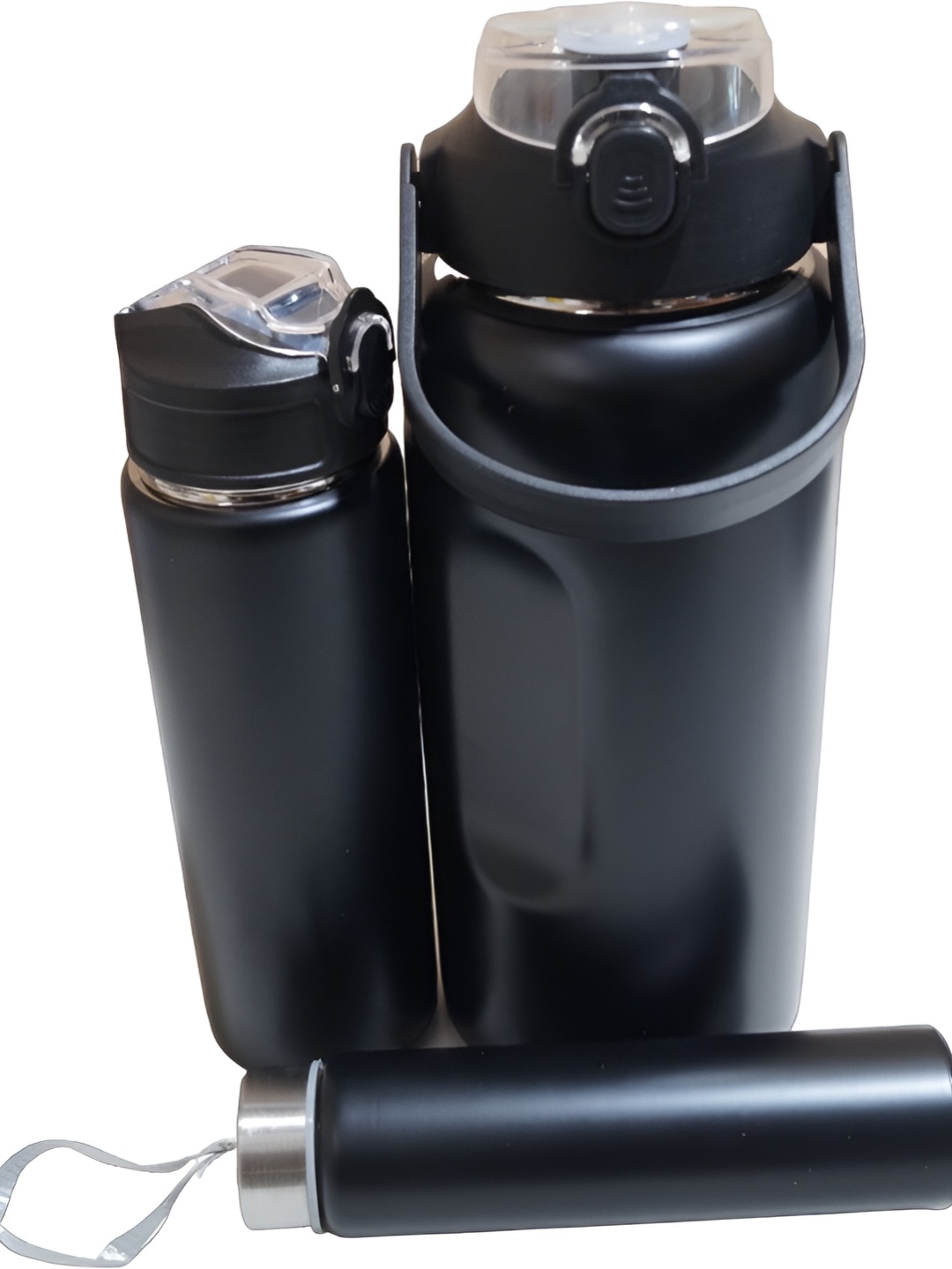 

WELOUR Black 3Pcs Stainless Steel Water Bottles 1.6l Each
