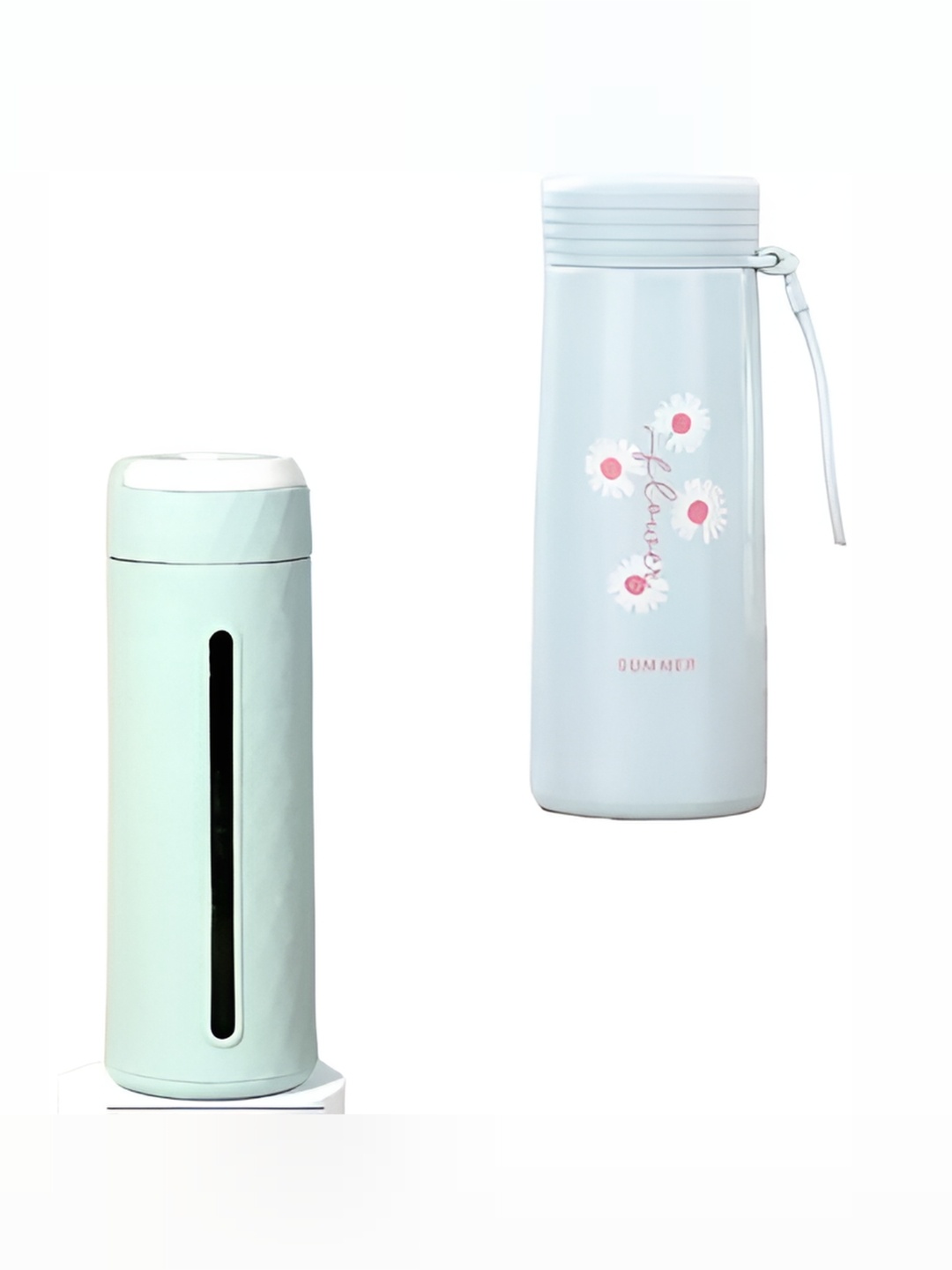 

WELOUR Blue & Green 2 Pieces Glass Water Bottles 400 ml Each