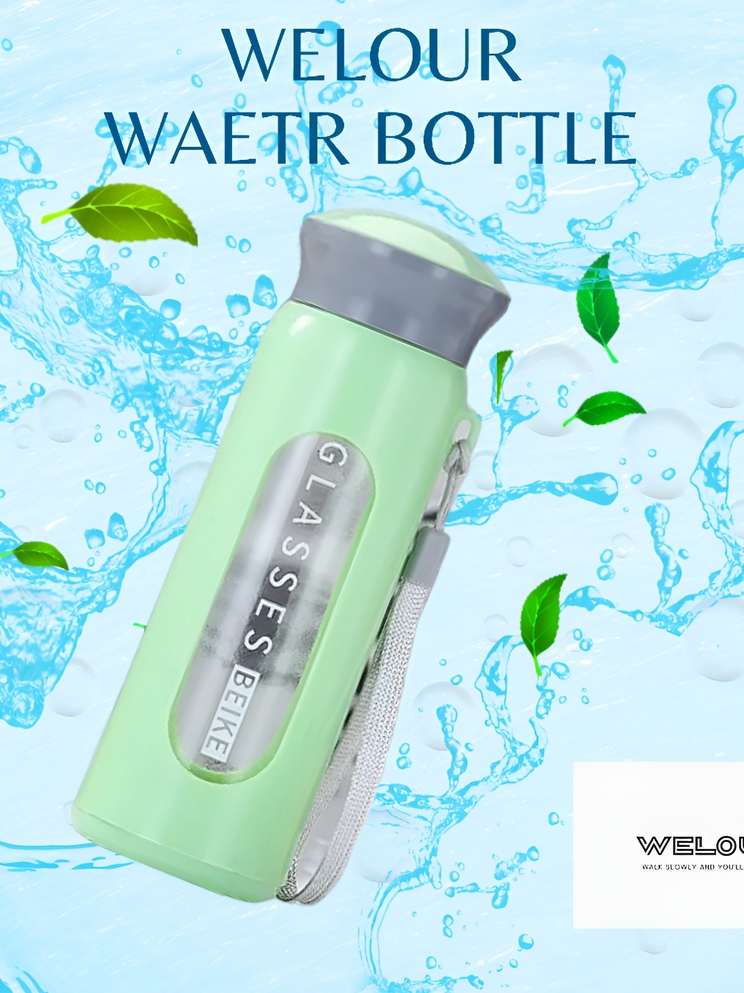 

WELOUR Green Glass Water Bottle 380 ml