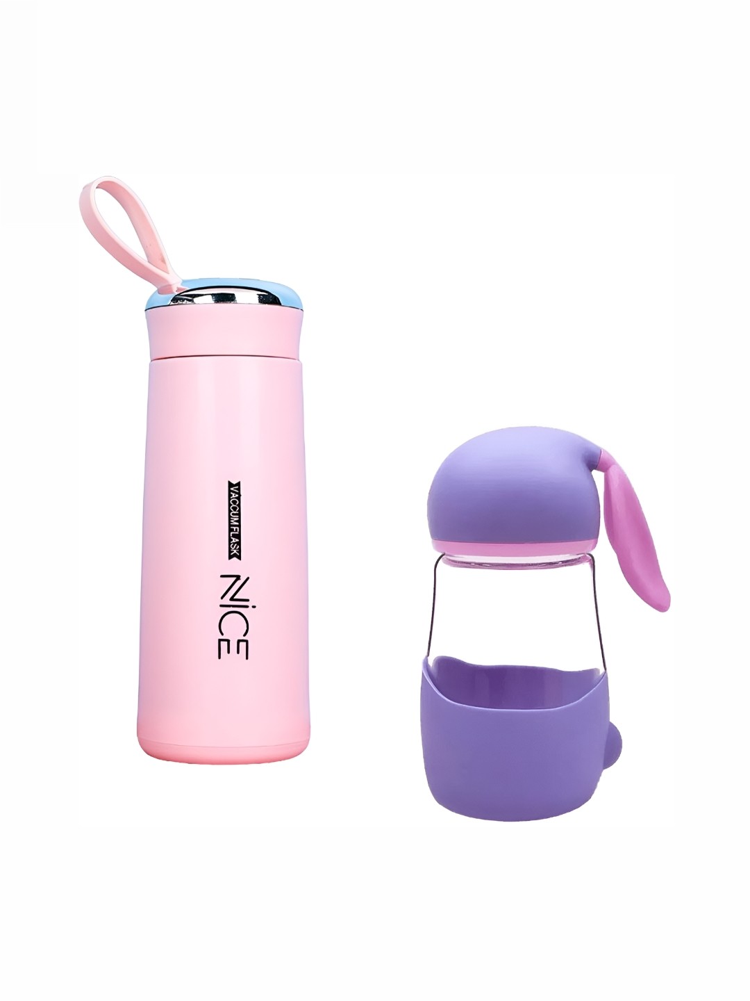 

WELOUR Pink & Purple 2 Pieces Glass Water Bottle 500 ml Each